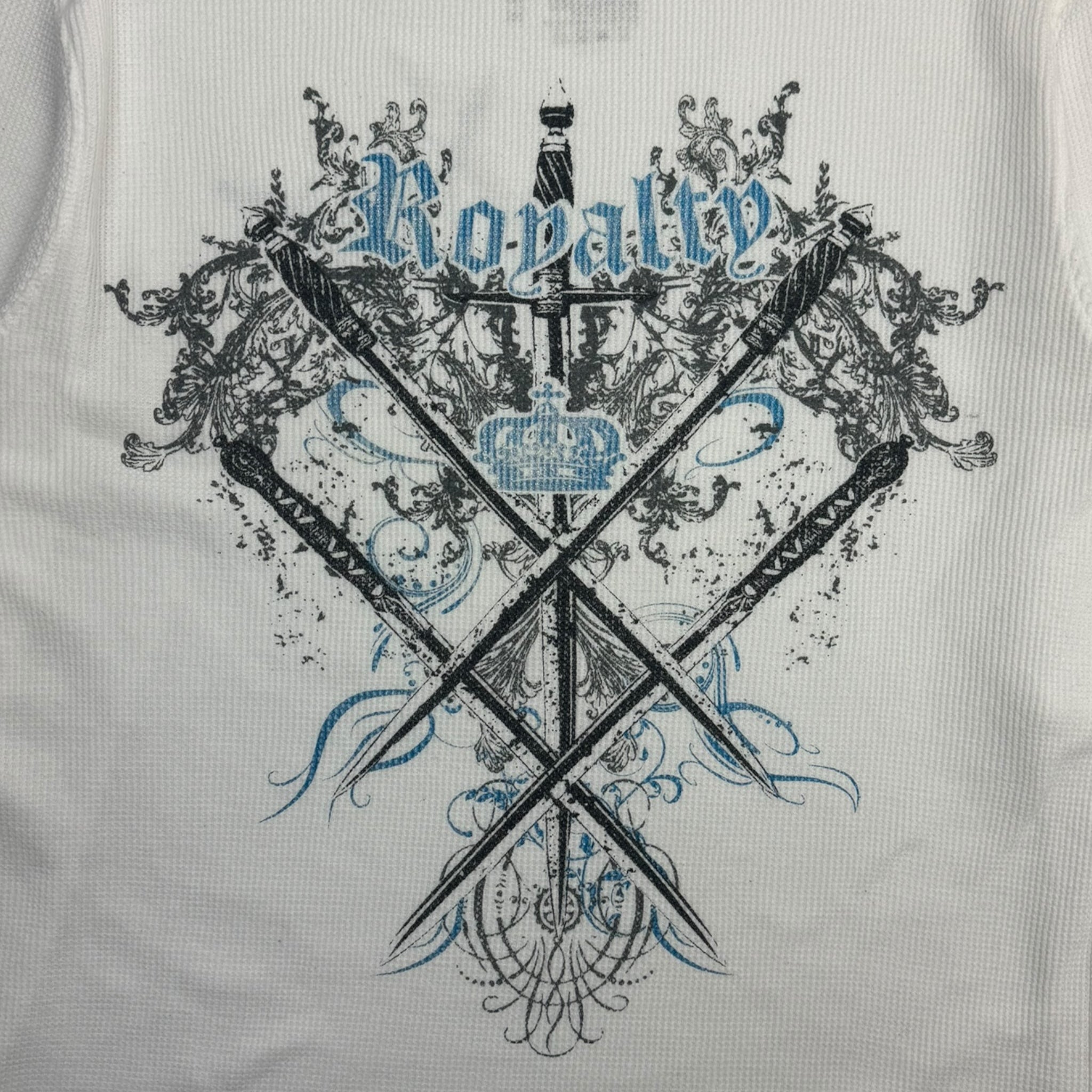 Vintage Y2K Royalty Swords/Tribal Thermal T-Shirt