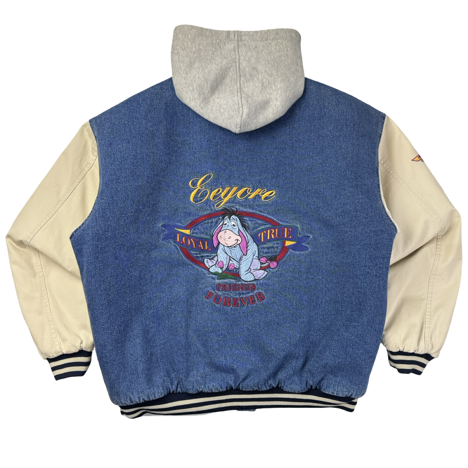 Vintage Eeyore ‘Positive In My Own Way’ Hooded Denim Varsity