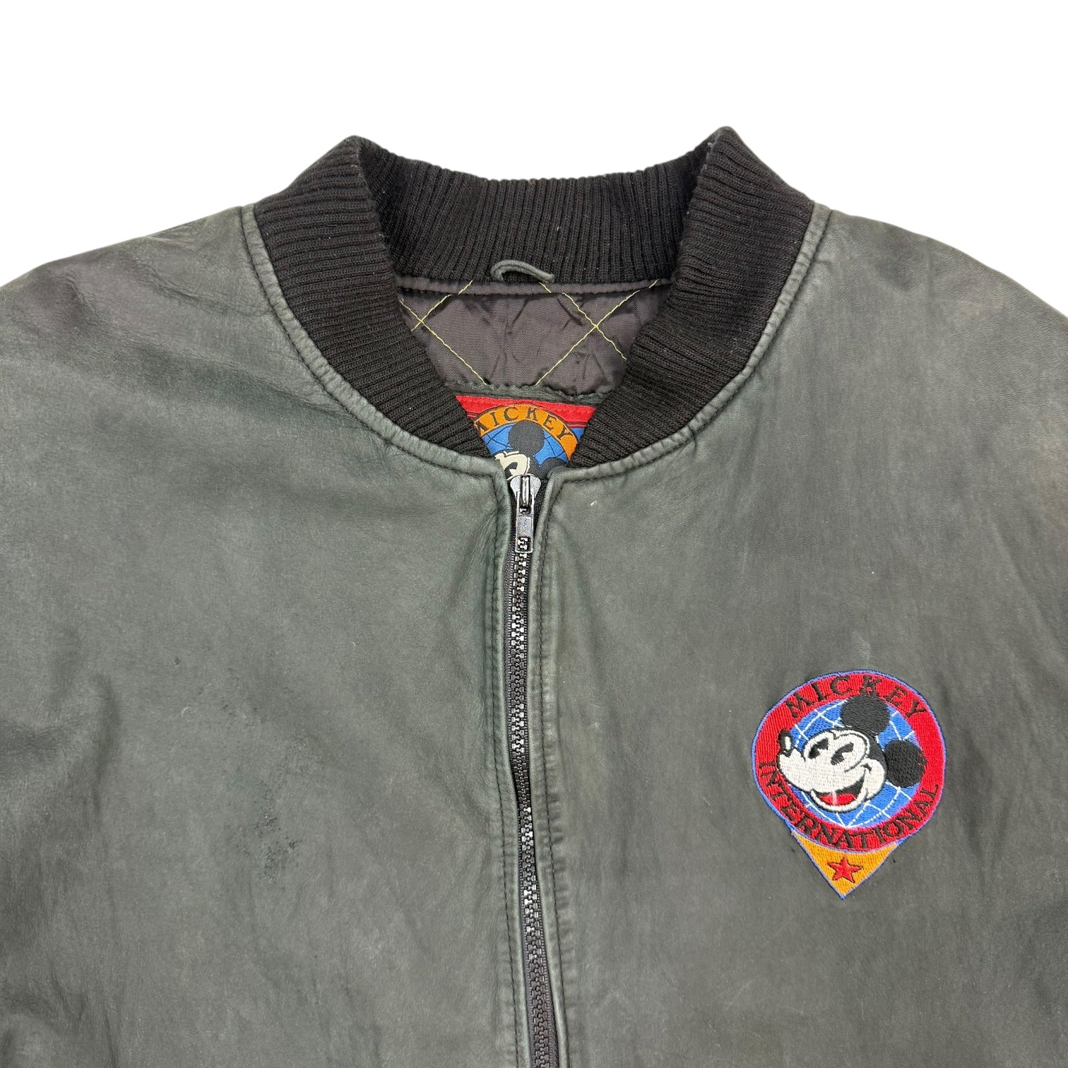 1990s Disney Mickey Mouse International Leather Jacket Black