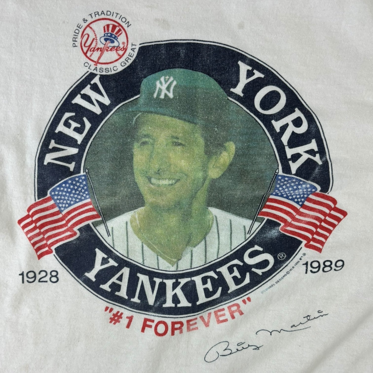 Vintage 1989 New York Yankees Billy Martin Memorial T-Shirt White