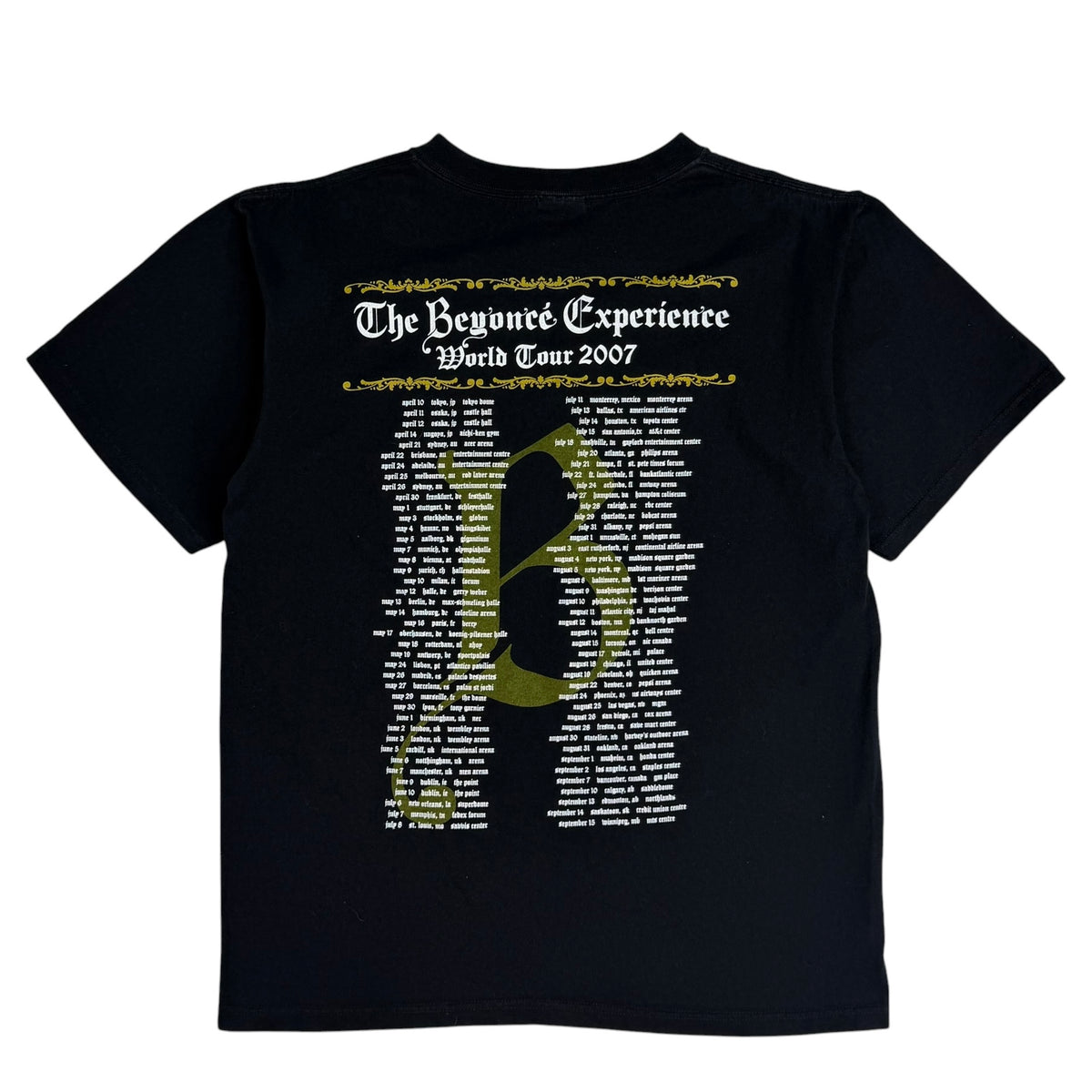 (W) 2007 Beyonce The Beyonce Experience World Tour Tee Black
