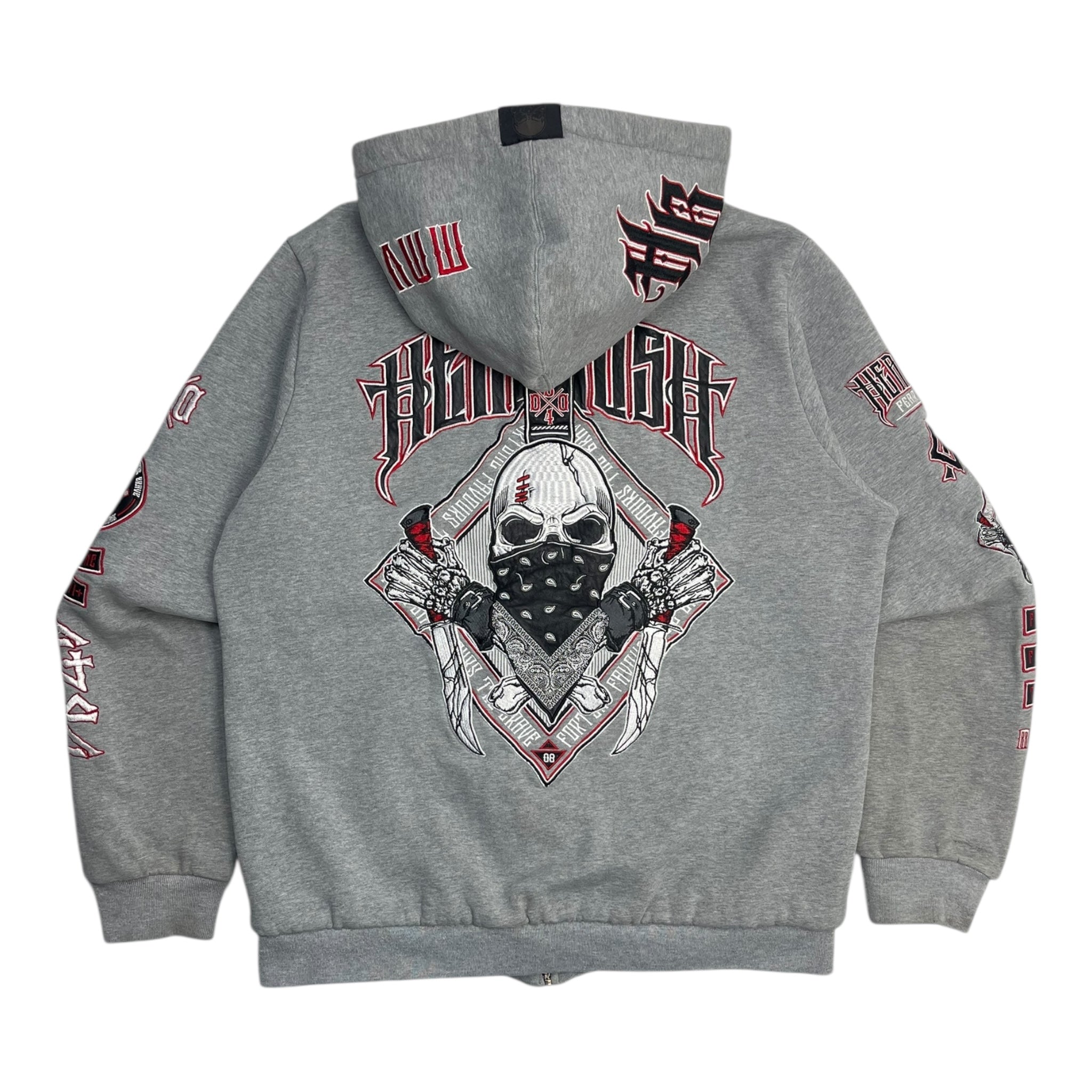 Y2K Headrush Embroidered Biker Zip Up Hoodie