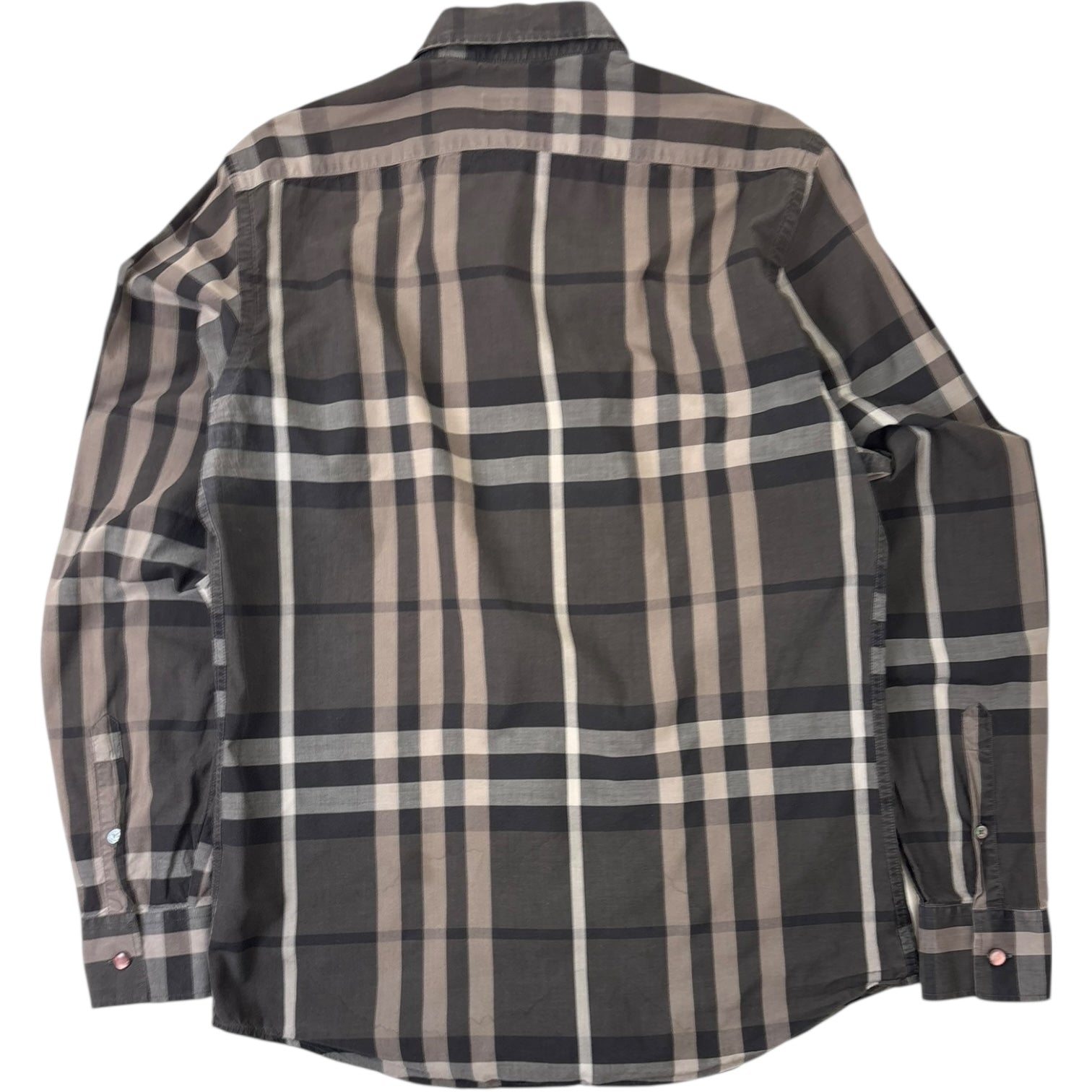 Burberry Check Button-Up Shirt Dark Grey