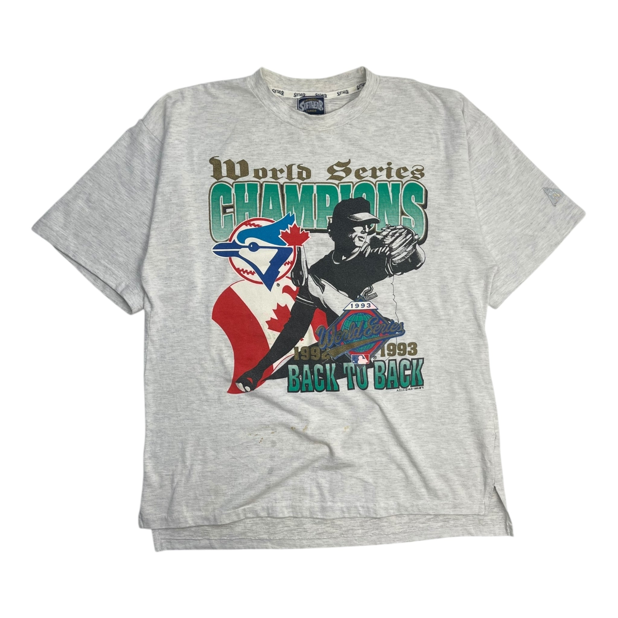 1993 Toronto Blue Jays World Series Champions T-shirt Light Heather Grey