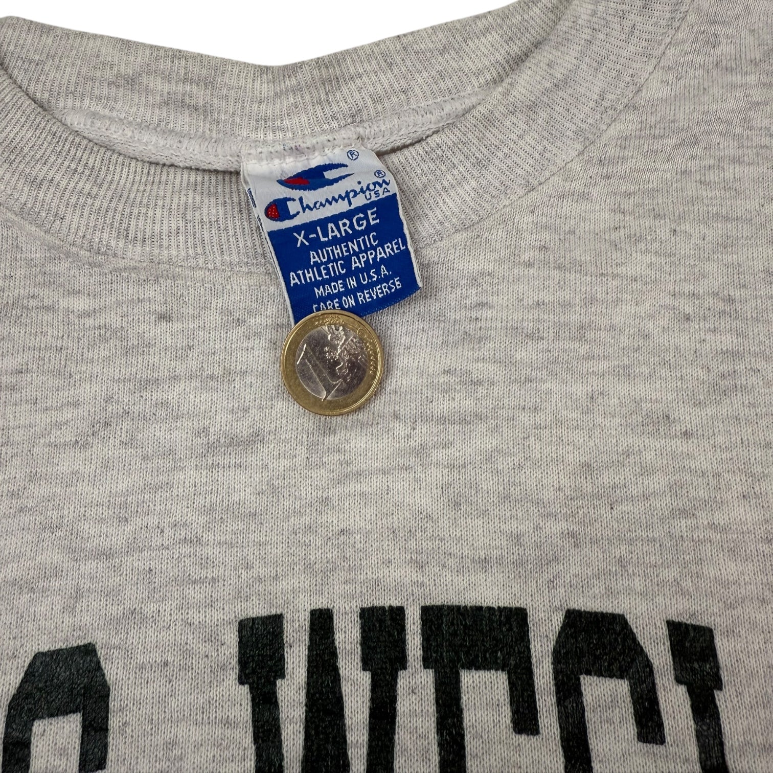 Vintage Champion Illinois Wesleyan Football Crewneck Grey