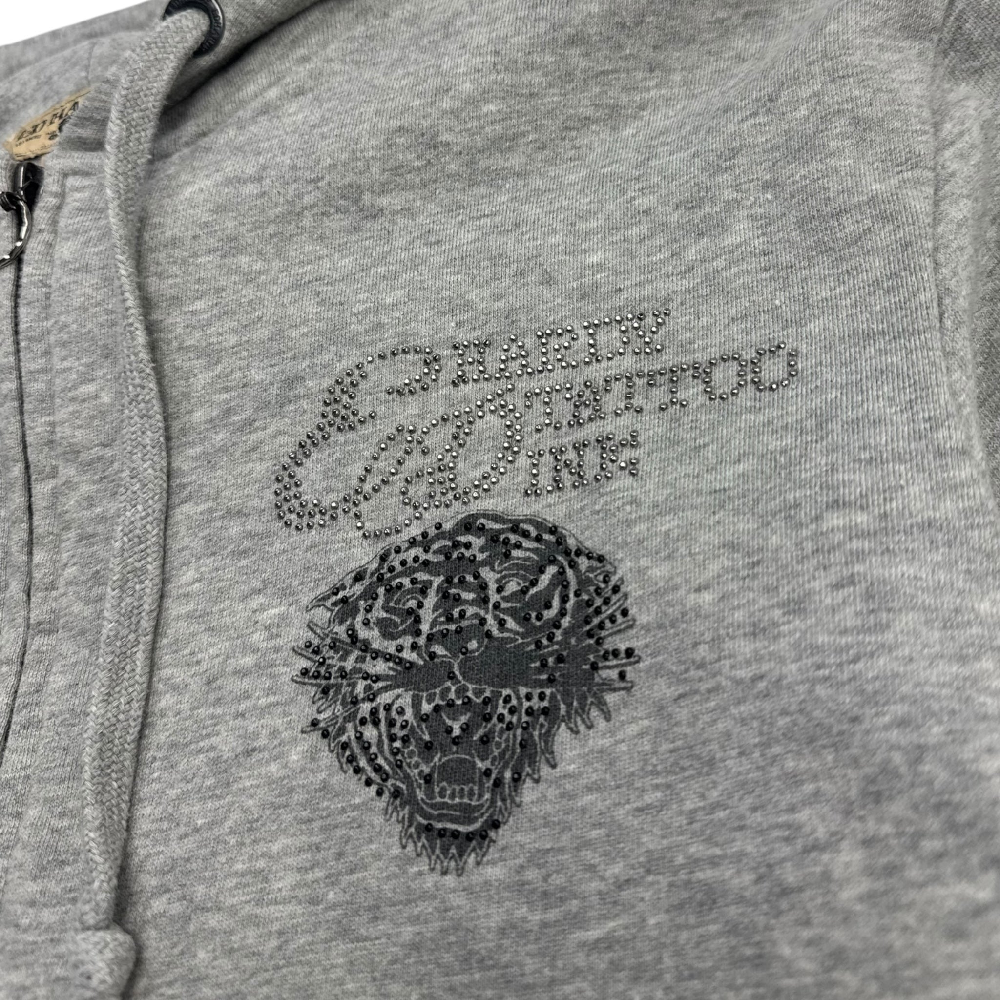 Vintage Y2K Ed Hardy Rhinestone Tiger Zip Hoodie