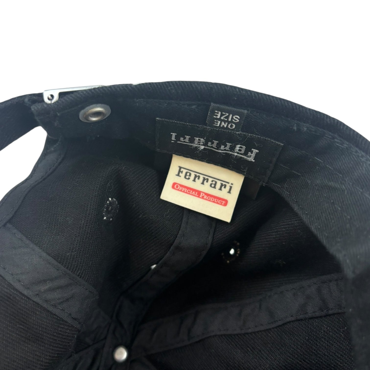 Vintage Ferrari Mini Logo StrapBack Hat Black