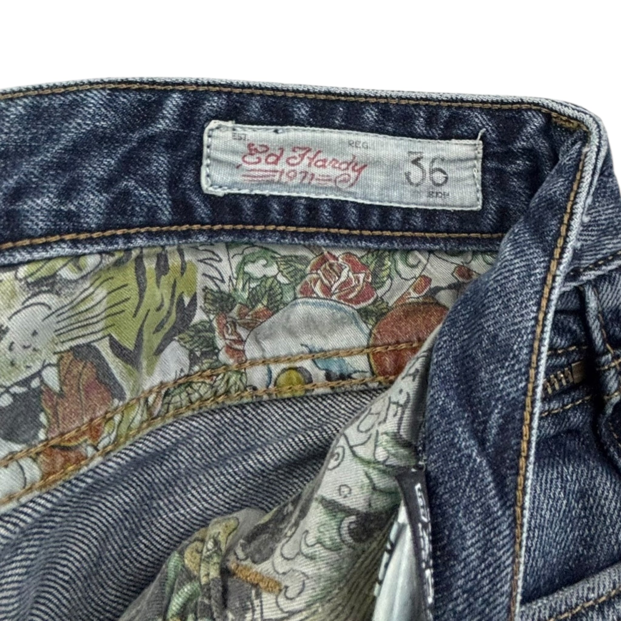 Vintage Ed Hardy Distressed Pants Dark Blue