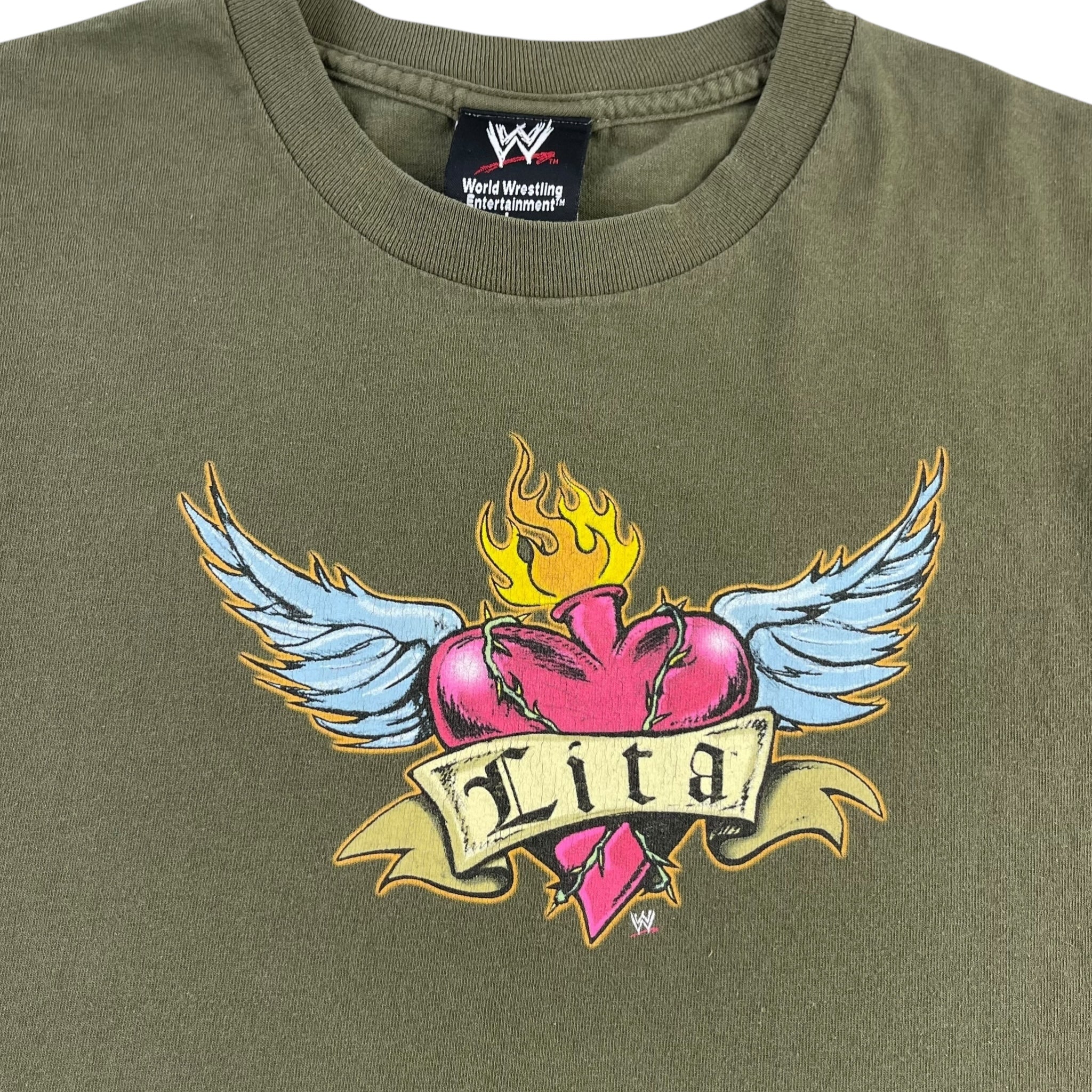 Vintage WWE Lita ‘This Time It Counts’ T-Shirt Olive