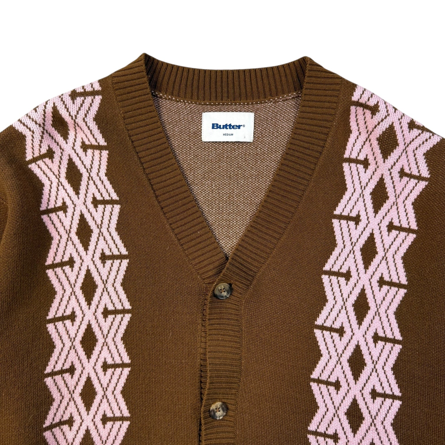 Butter Goods Club Knit Cardigan Brown/Pink