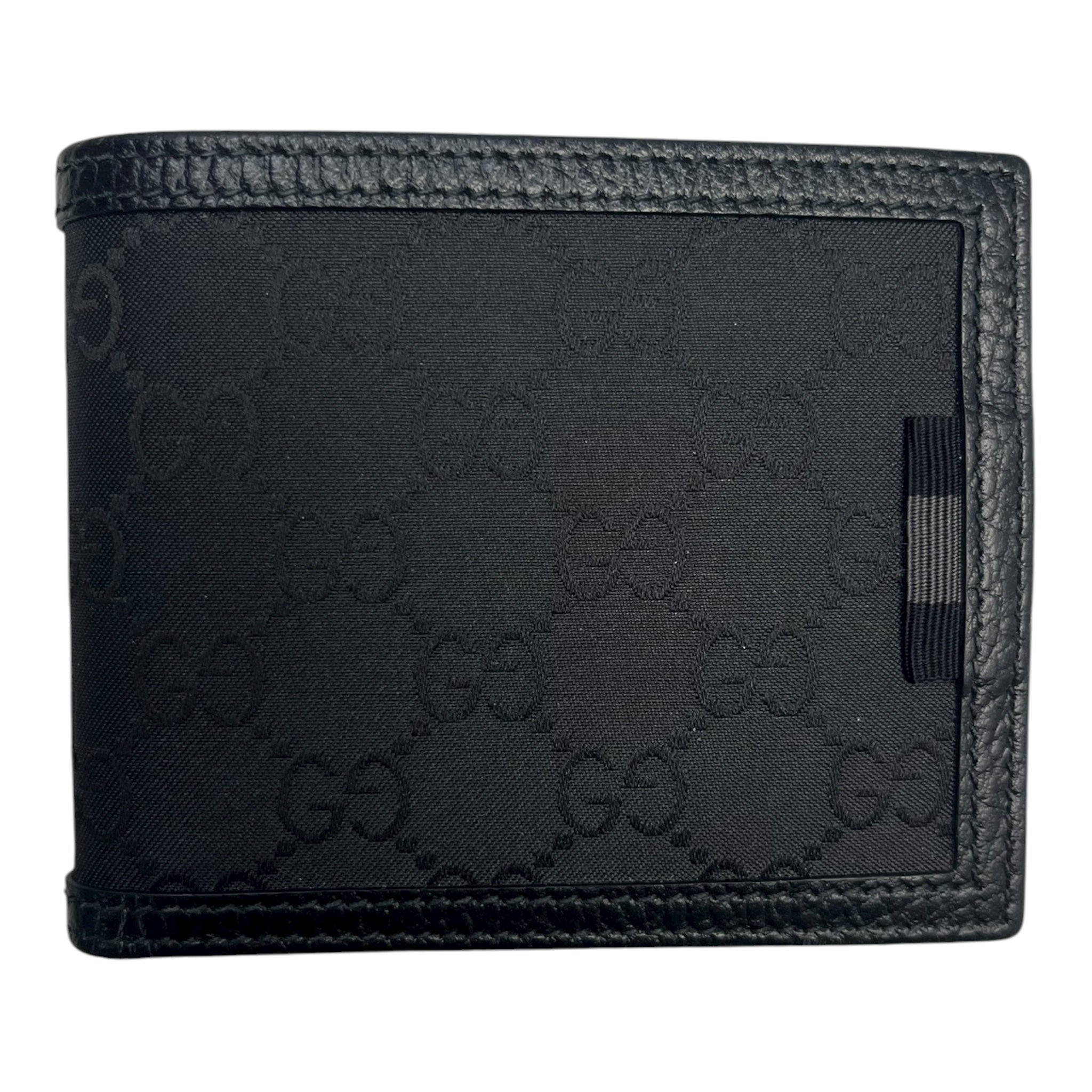 Gucci GG Jacquard Black Nylon/Leather Bifold Wallet