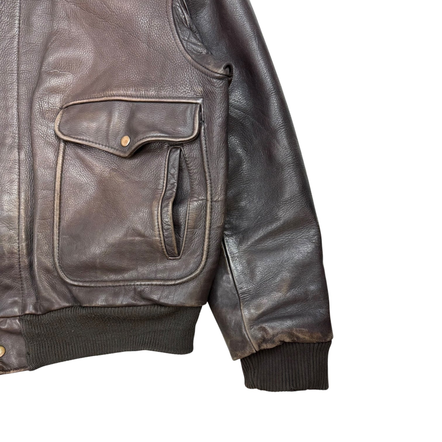 Vintage Leather Bomber Jacket Brown