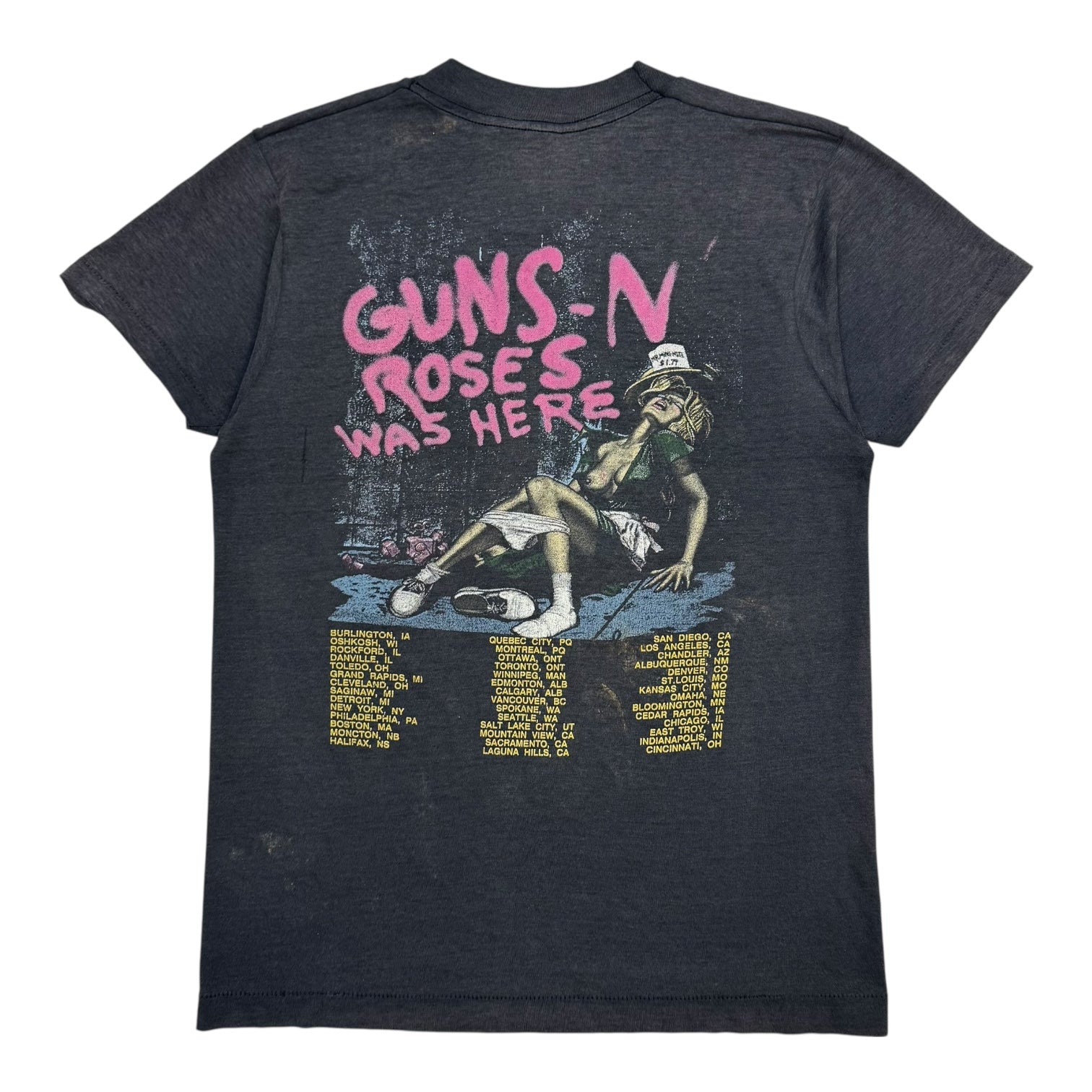 1987 Guns N Roses ‘Was Here’ Tee Faded Black