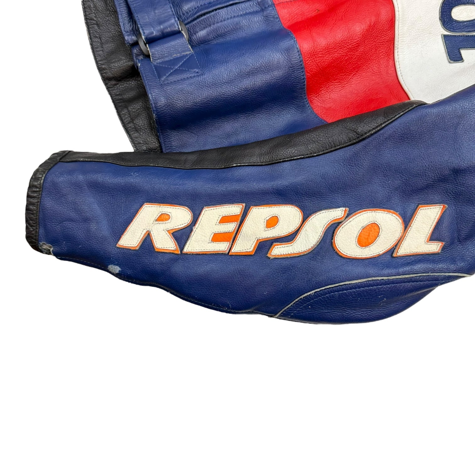 Vintage Repsol Michelin Racing Leather Jacket Orange/Blue