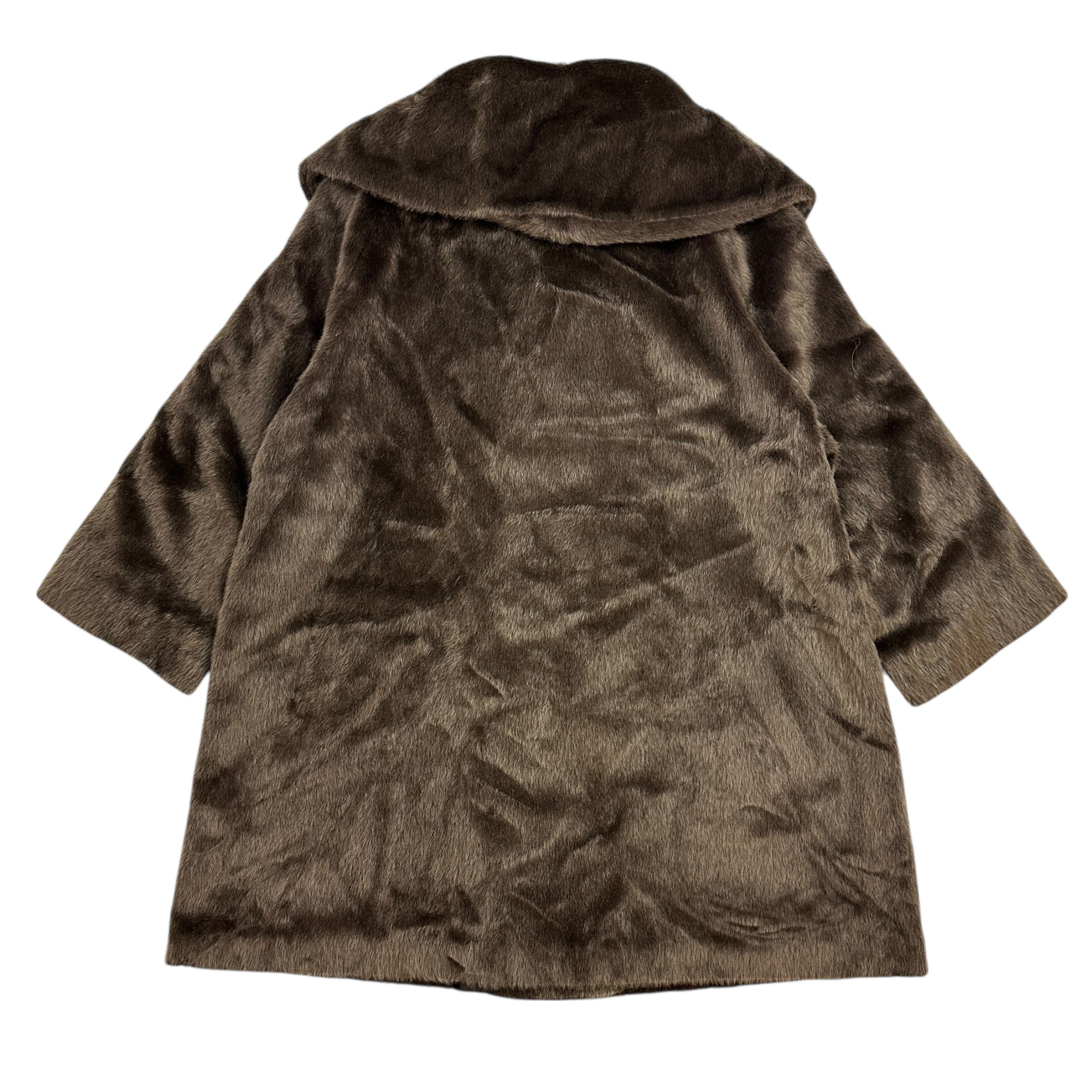 (W) Faux Fur Collared Teddy Coat Brown