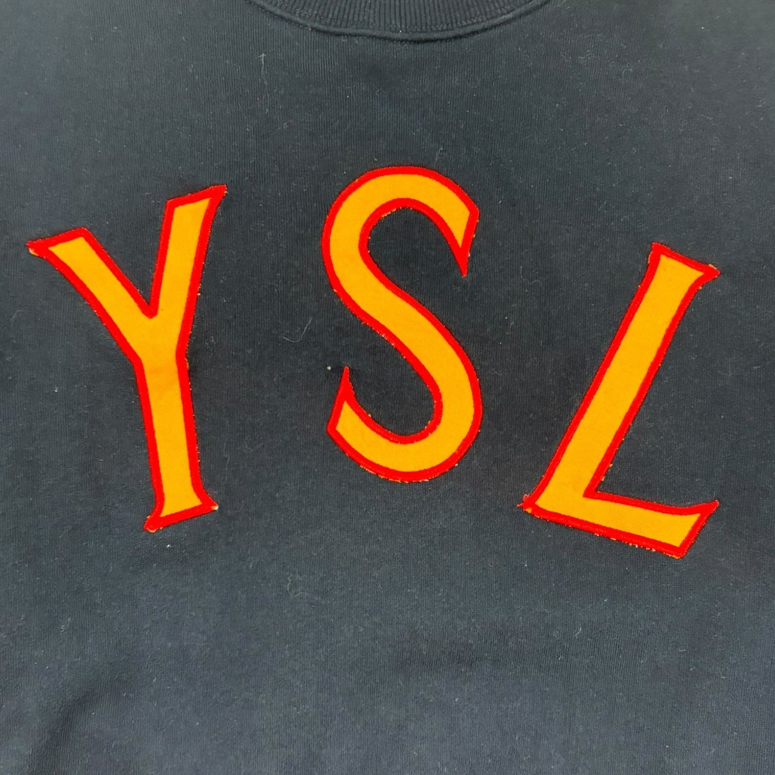 Vintage YSL Logo Graphic Crewneck Navy