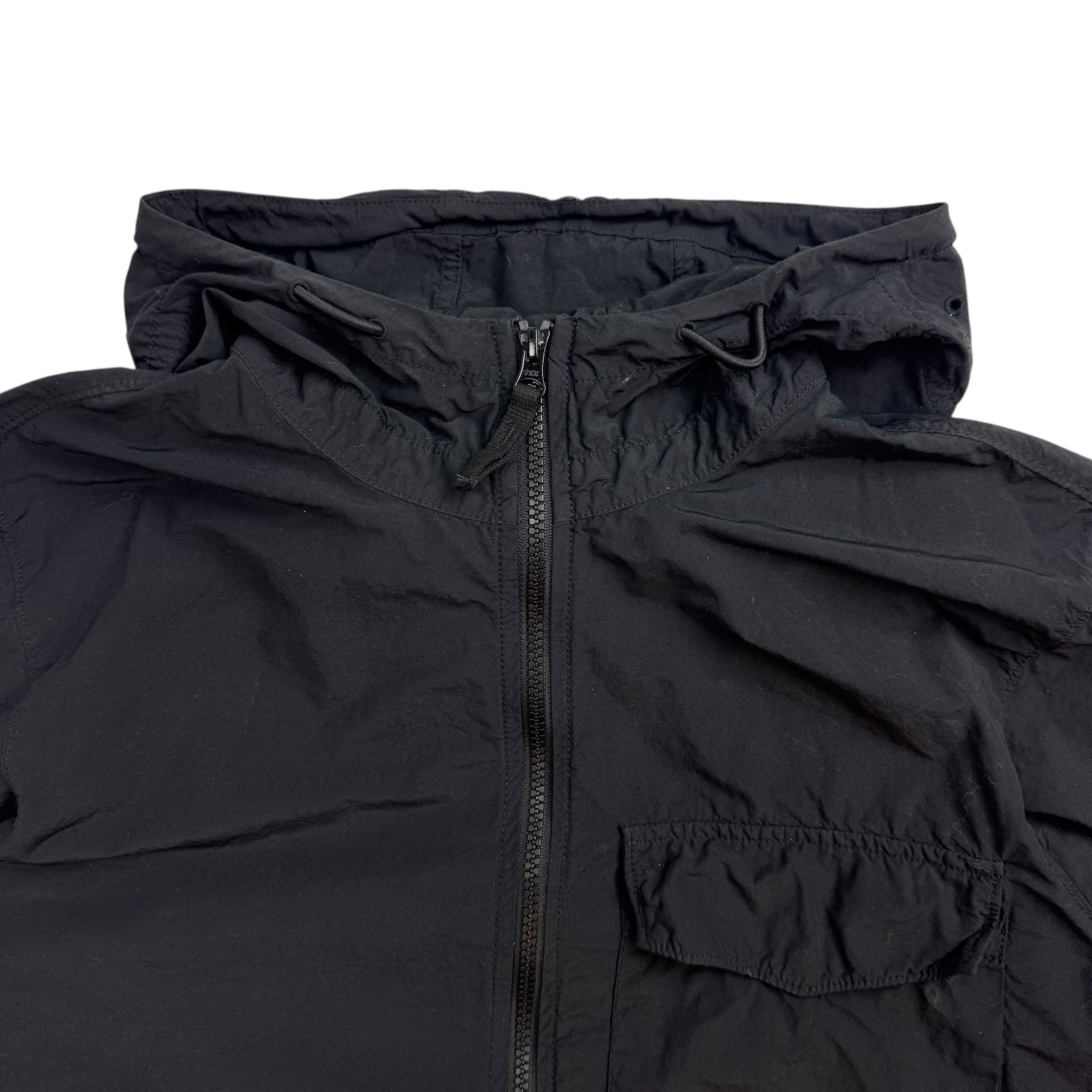 Stone Island Zip-Up Hooded Jacket Black