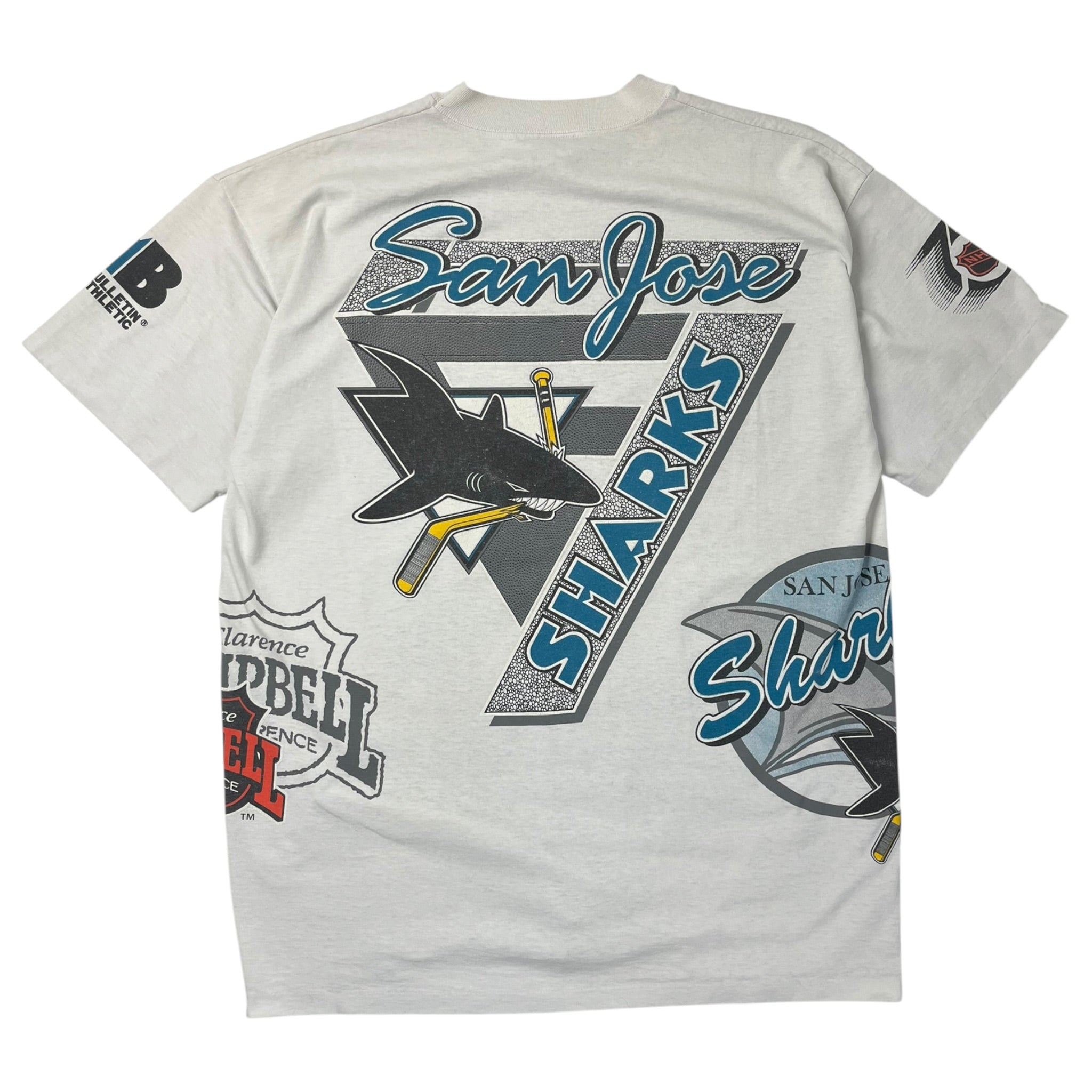 1991 San Jose Sharks Bulletin Athletic AOP T-Shirt