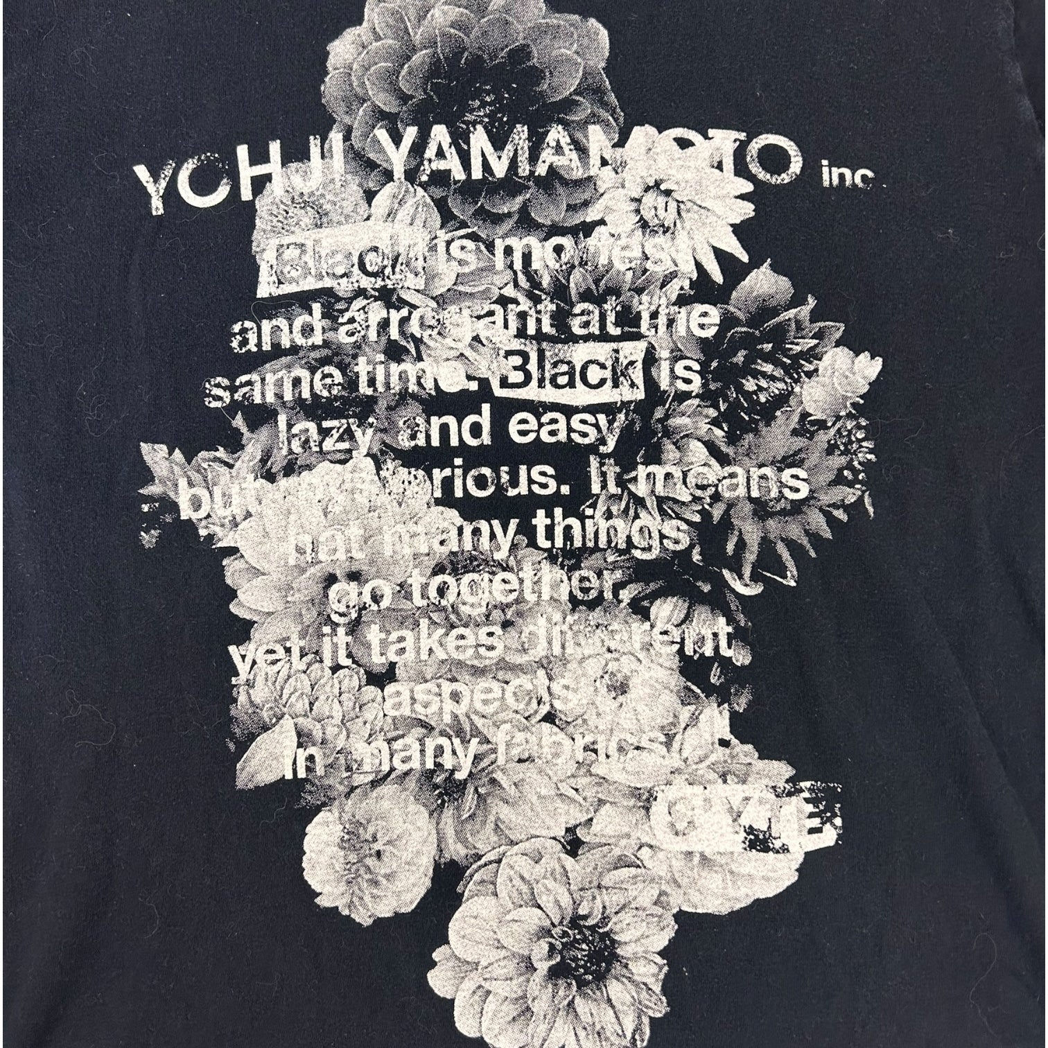Yohji Yamamoto Syte Black Poem T-Shirt