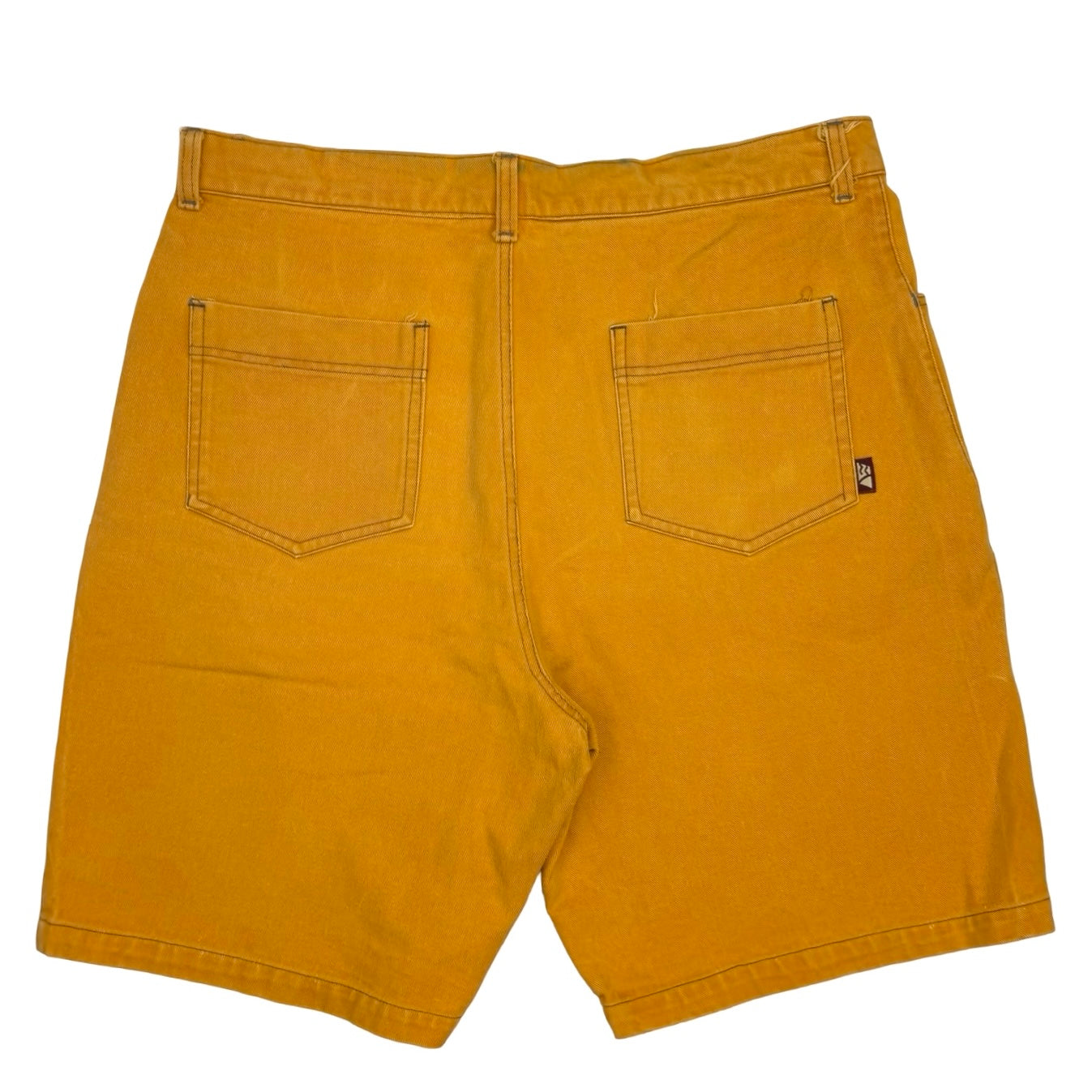 Vintage Wave Rave Denim Shorts Mustard Yellow