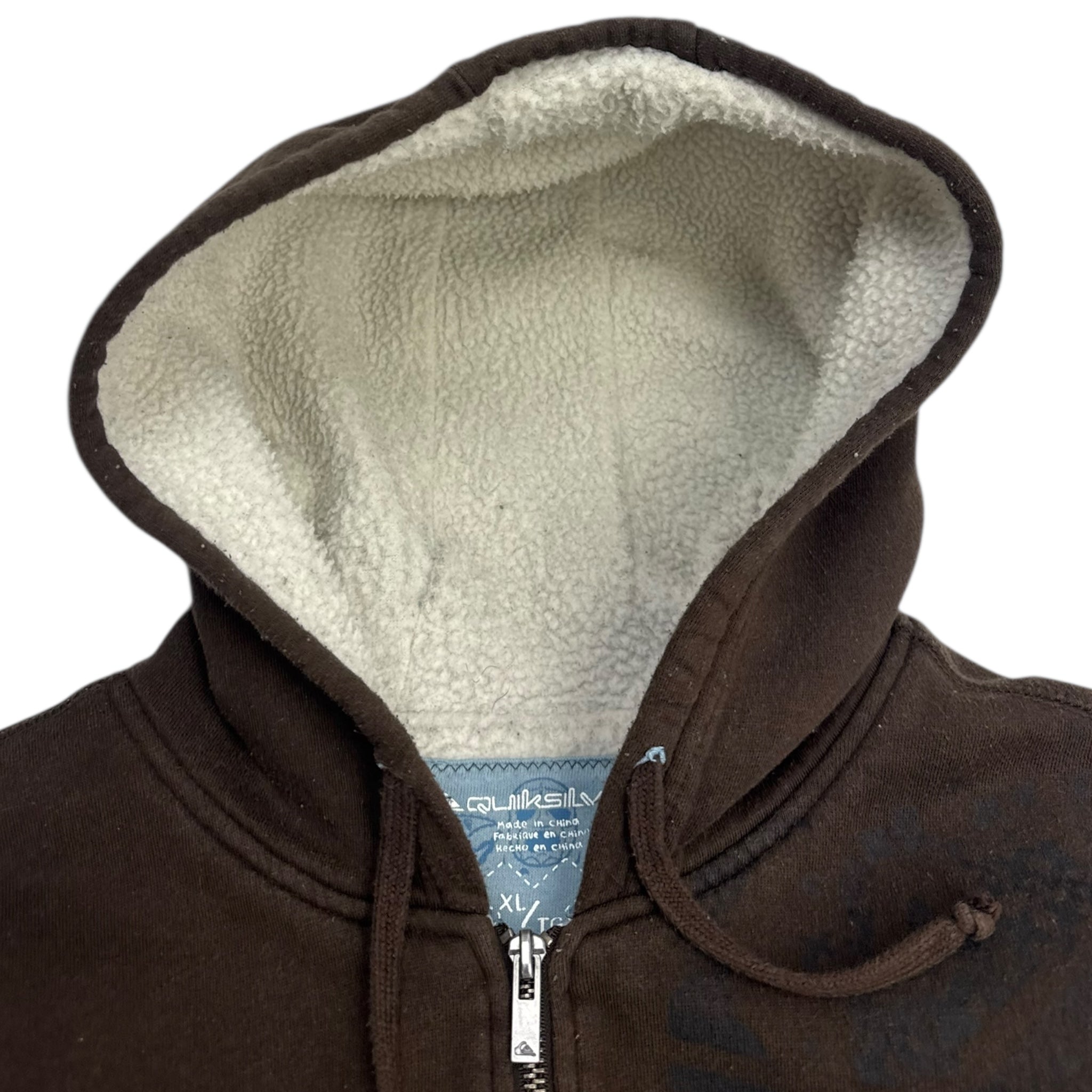 Y2K Quiksilver Zip Up Sherpa Lined Hoodie