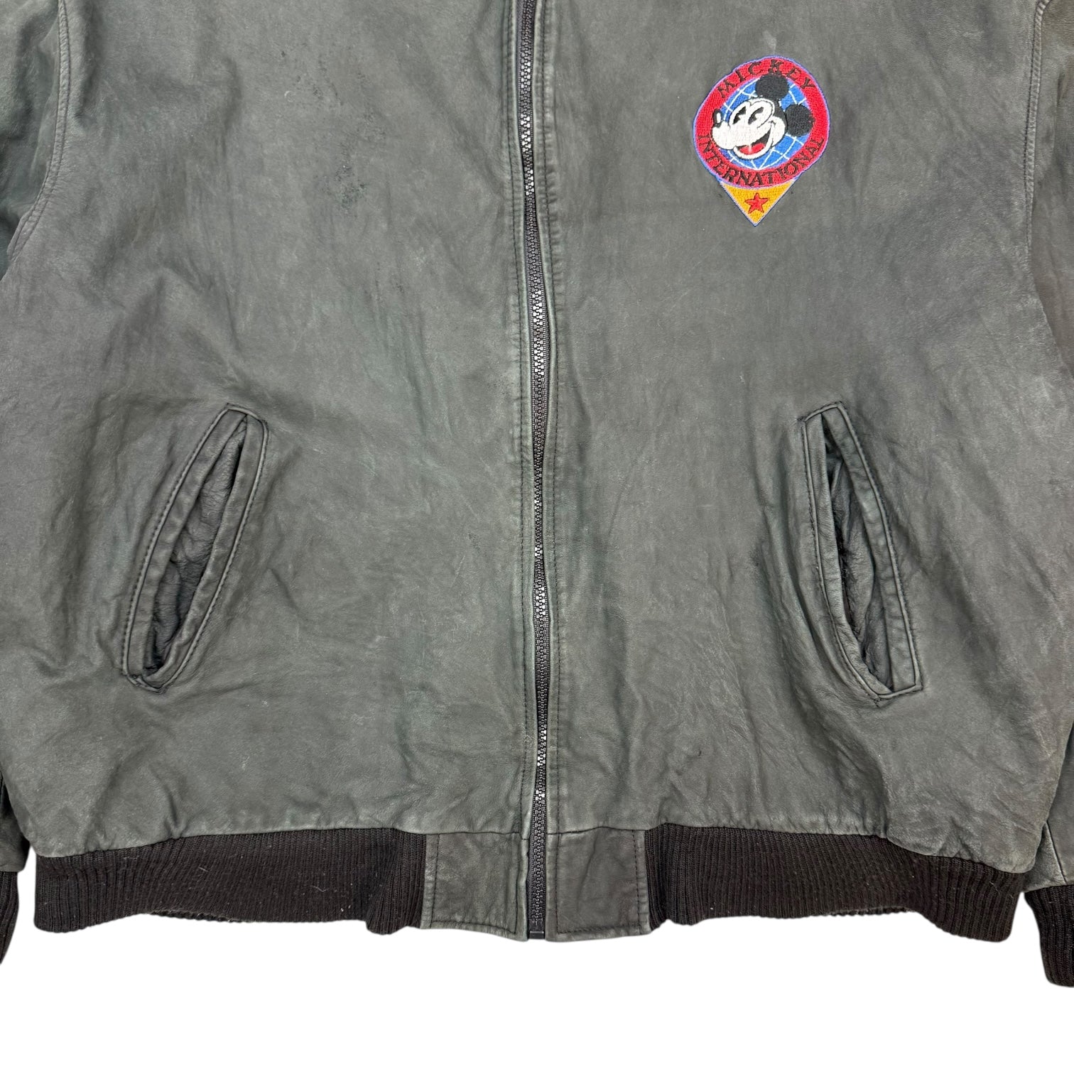1990s Disney Mickey Mouse International Leather Jacket Black