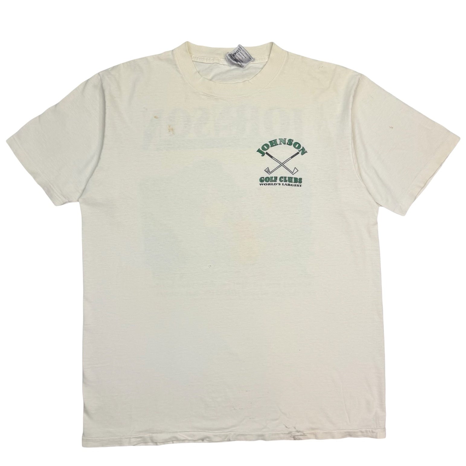 Vintage Johnson Worlds Largest Golf Clubs Tee White