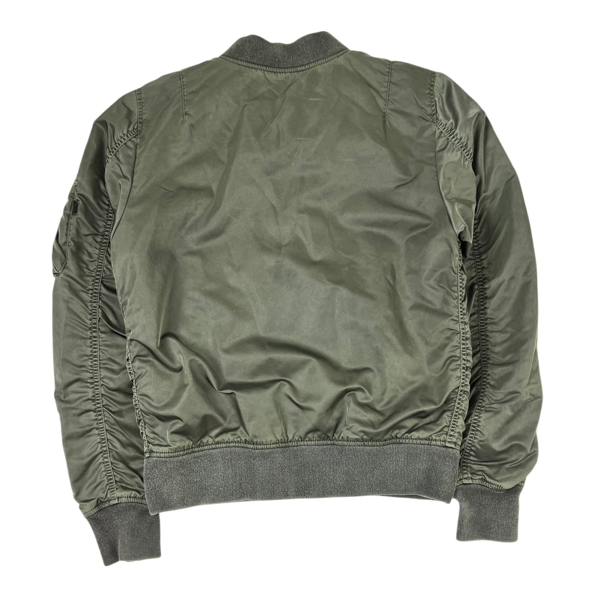 Alpha Industries MA-1 Flight Remove Before Flight Pull Tab Jacket Army Green