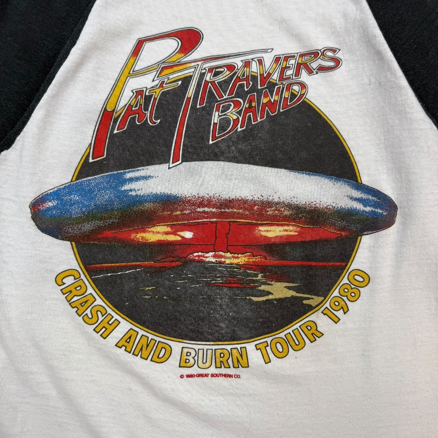1980 Pat Travers Band Crash And Burn Tour 3/4 Sleeve Tee White/Black