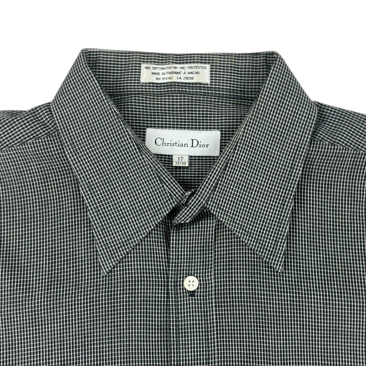 Christian Dior Grid Button-Up Dress Shirt Black