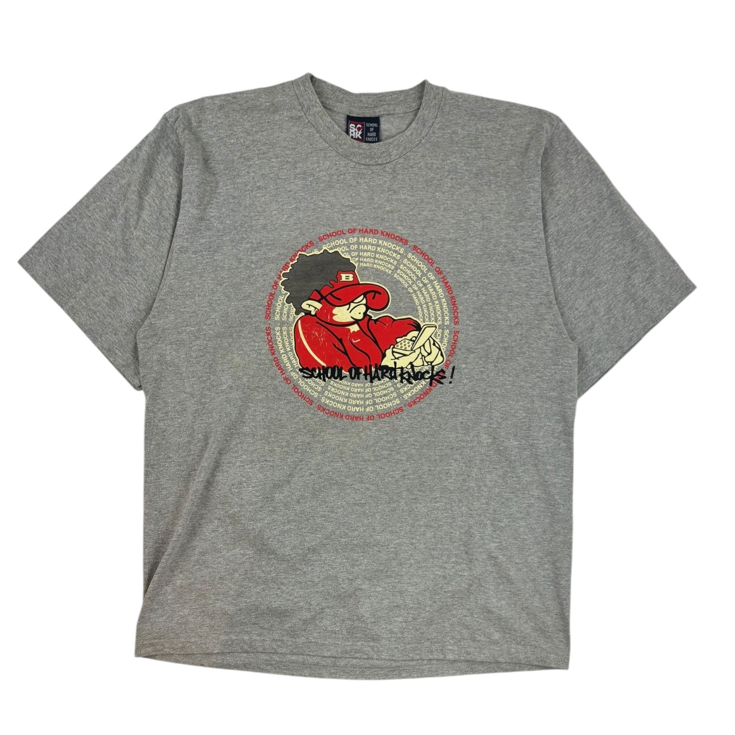 Vintage Y2K School Of Hard Knocks T-Shirt Grey