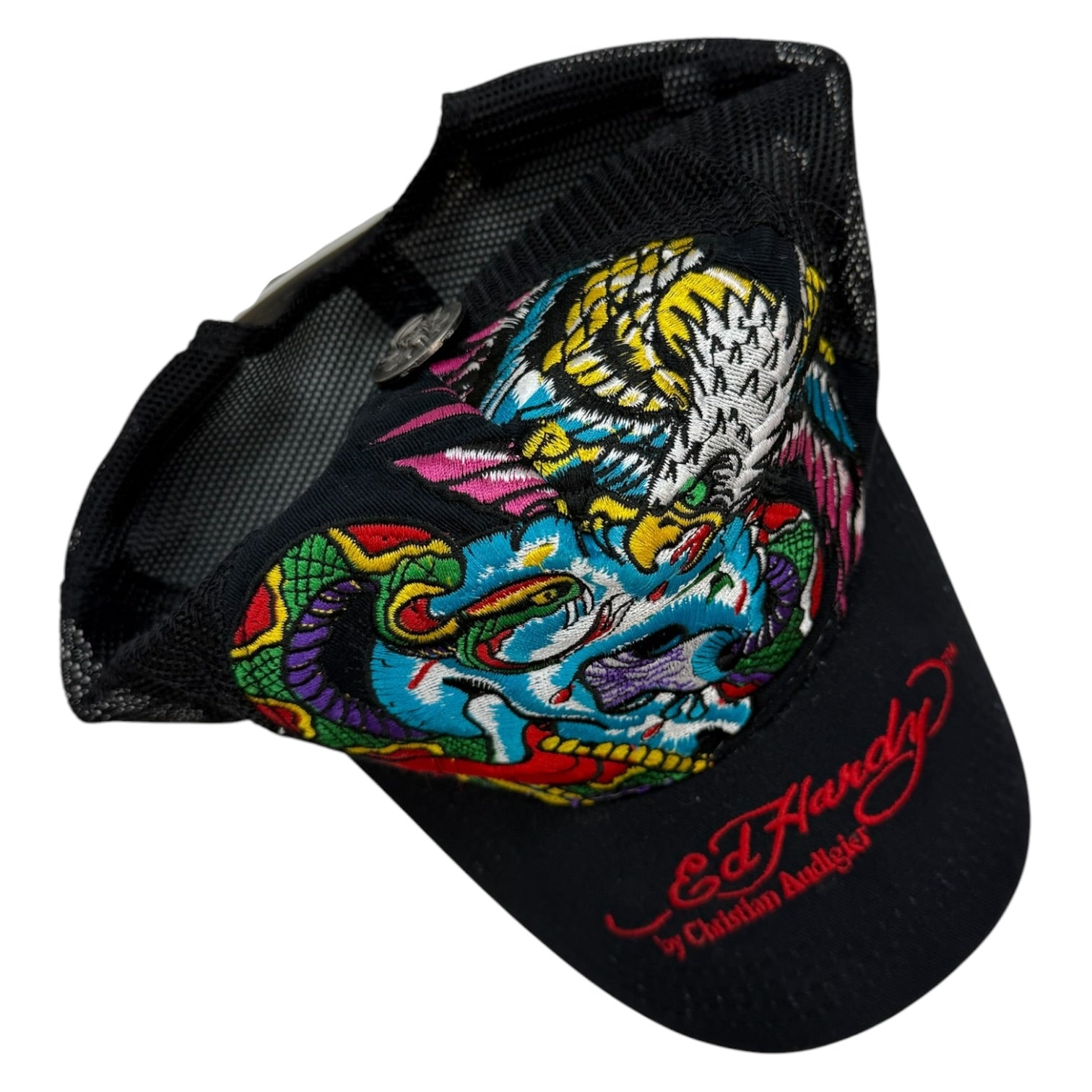 Vintage Y2K Ed Hardy Embroidered Hat Black