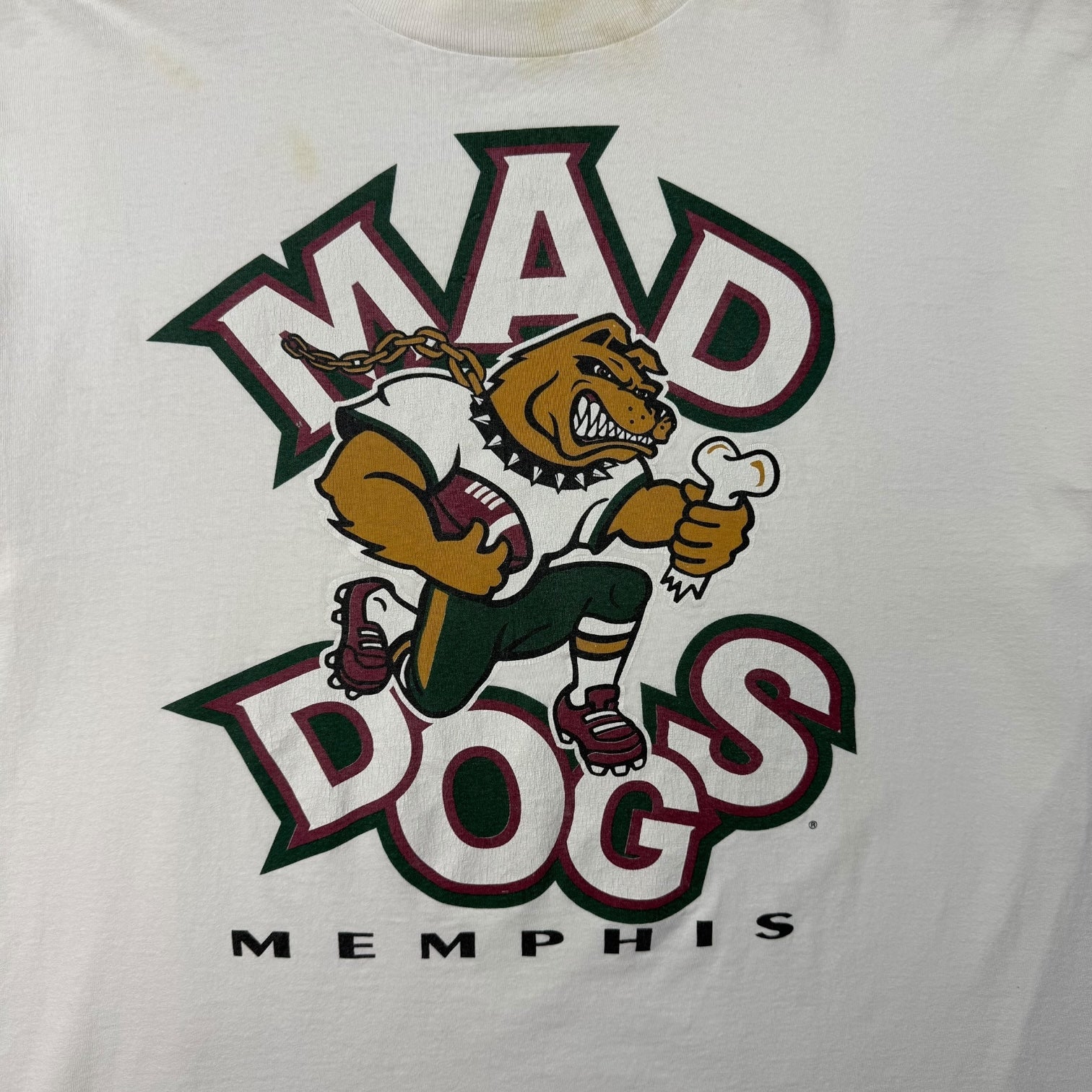 Vintage CFL Memphis Mad Dogs Tee White
