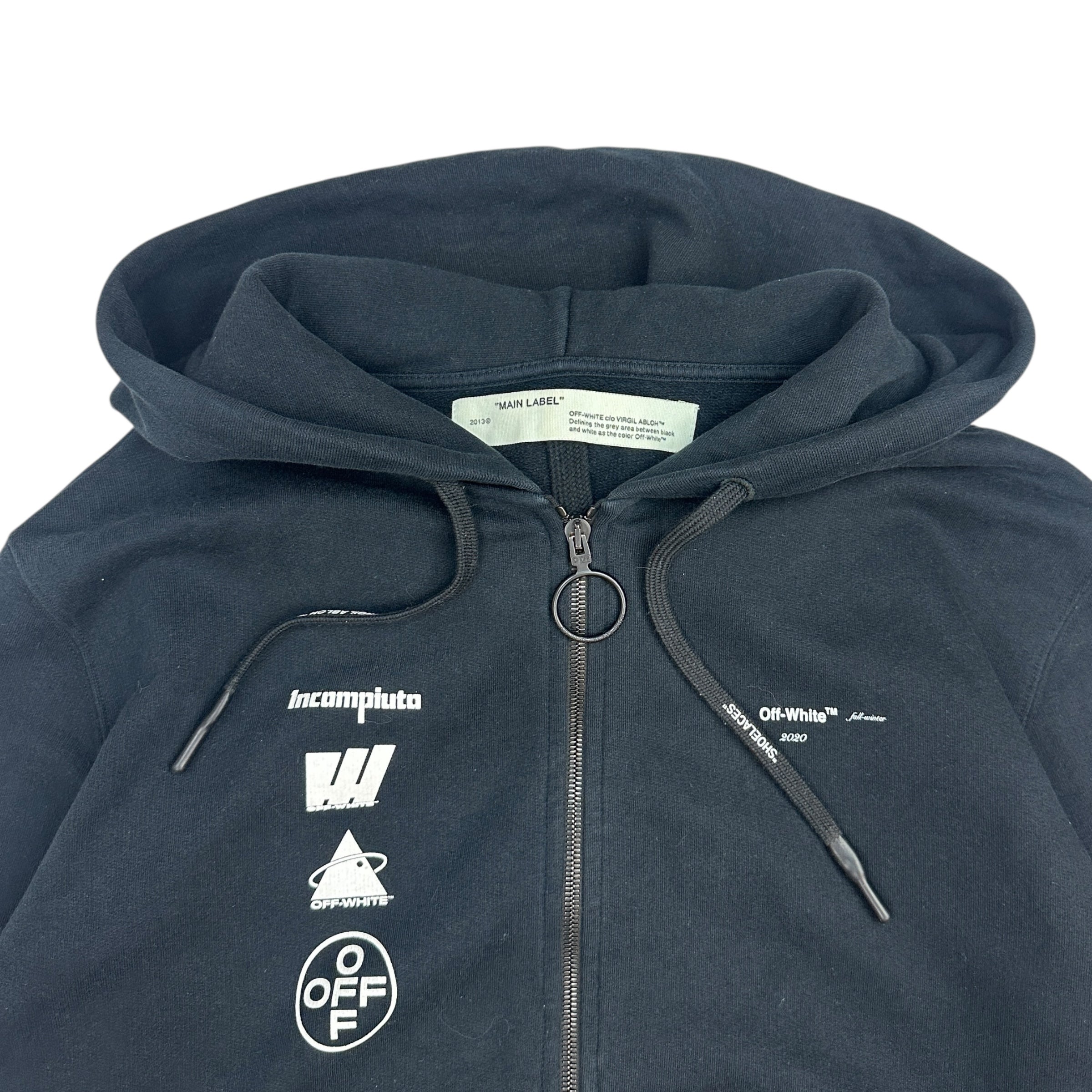 Off White Incomputa Zip Up Hoodie Black