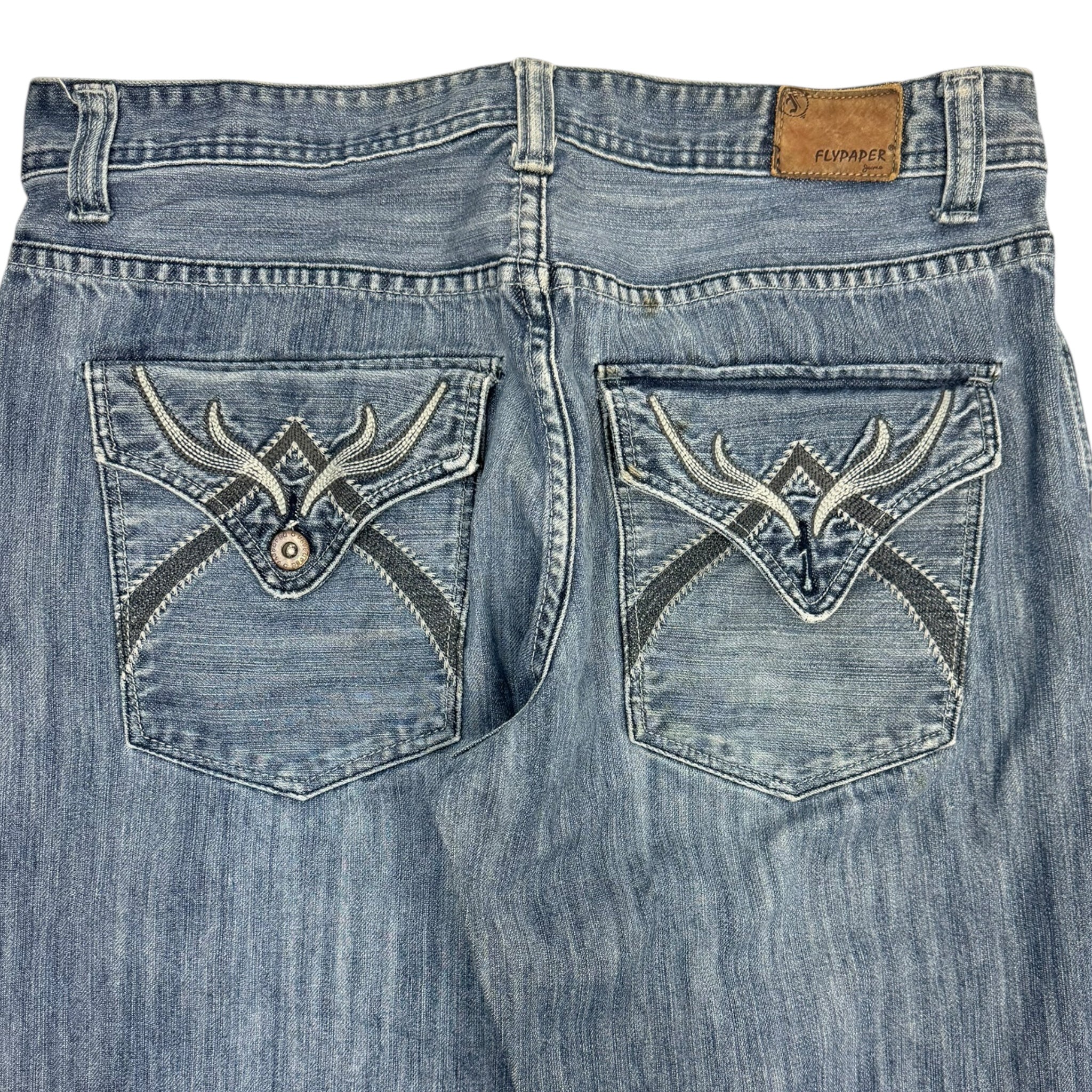 Y2K Flypaper Embroidered Euro Denim Blue Bottoms