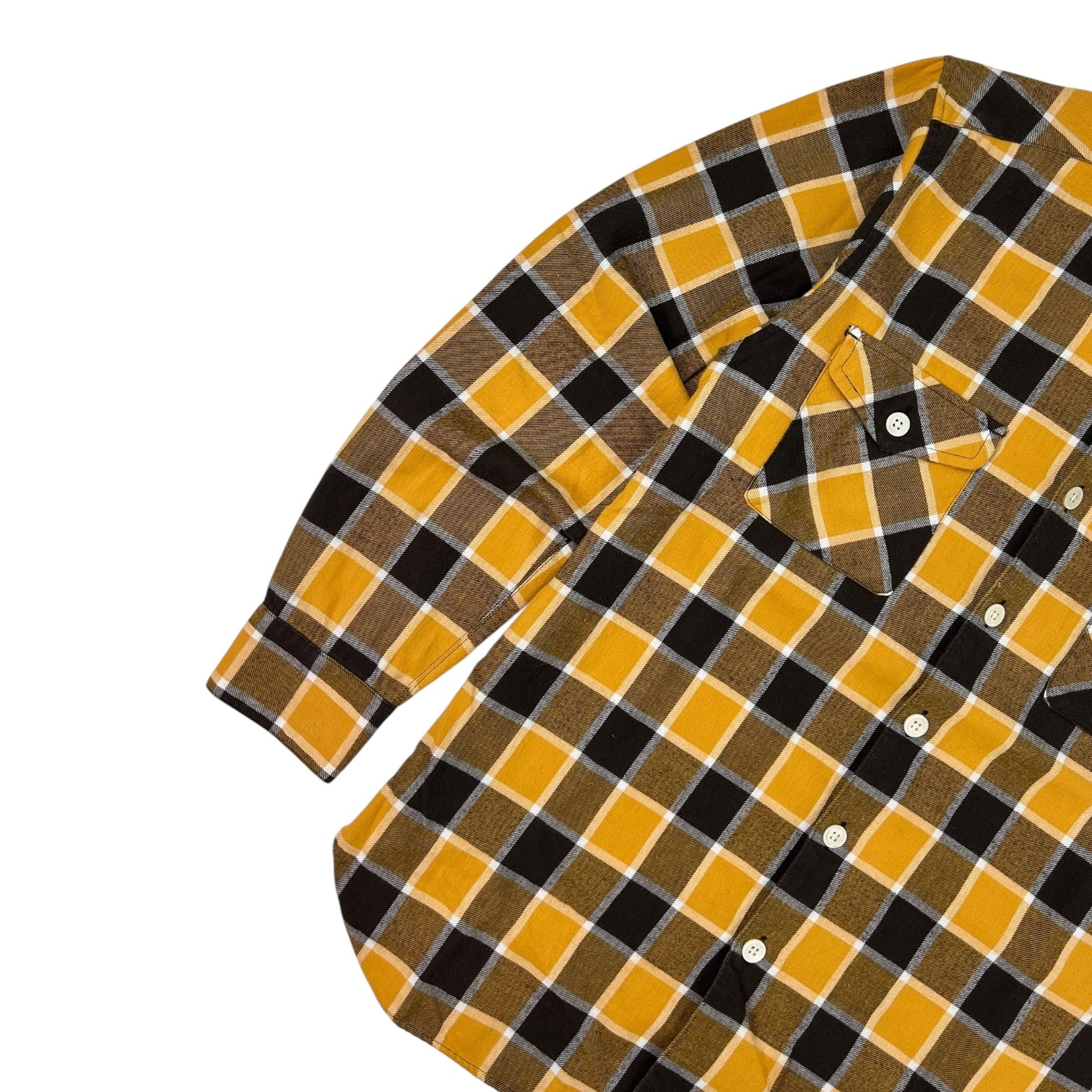 Supreme Flannel Made In Japan Plain Long Sleeve Button Up Shirt Black/Yellow