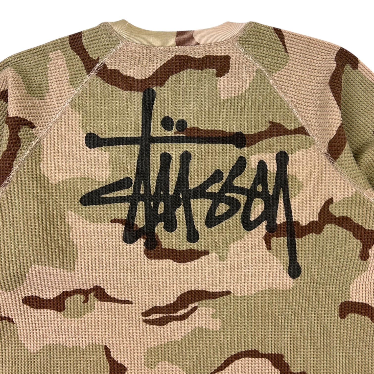 Stussy Raglan Thermal Long Sleeve Shirt Sand Camo