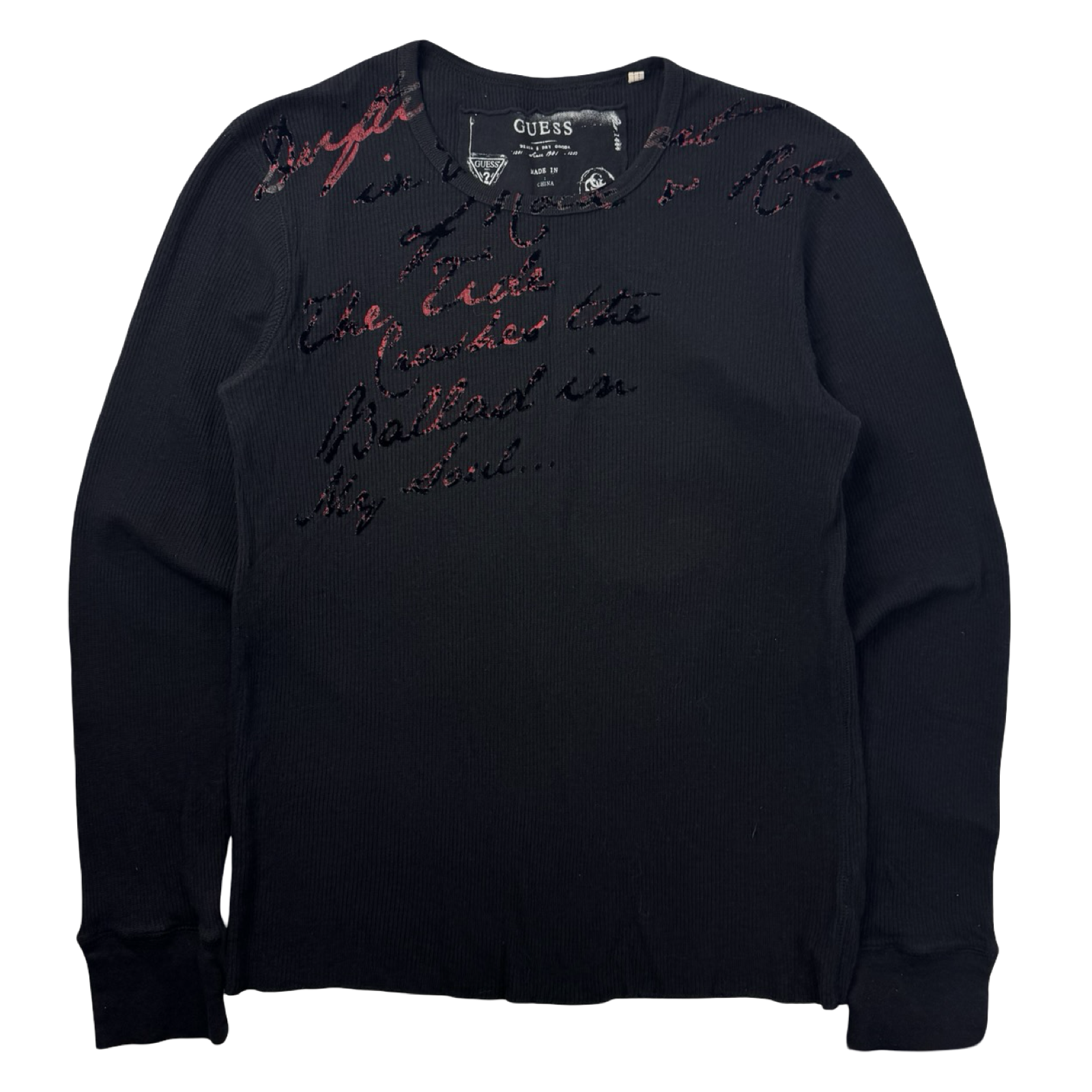 Y2K Guess Gothic Angel Wings Thermal Knit Longsleeve