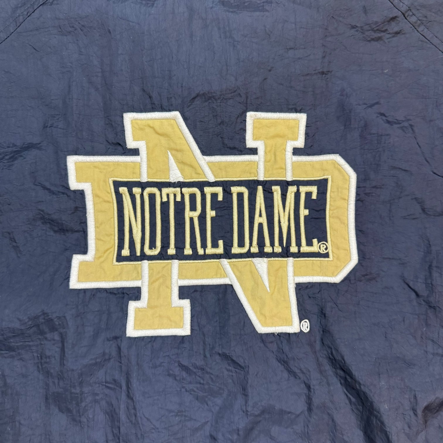 Vintage Champion University Of Notre Dame Windbreaker Jacket Blue/Gold