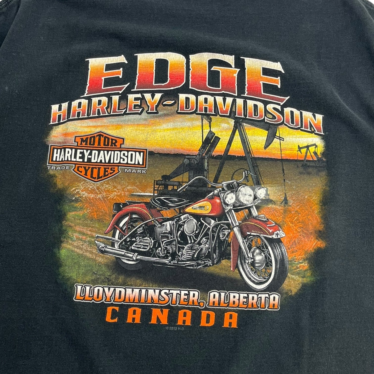 Harley Davidson Lloydminster Alberta T-Shirt Faded Black