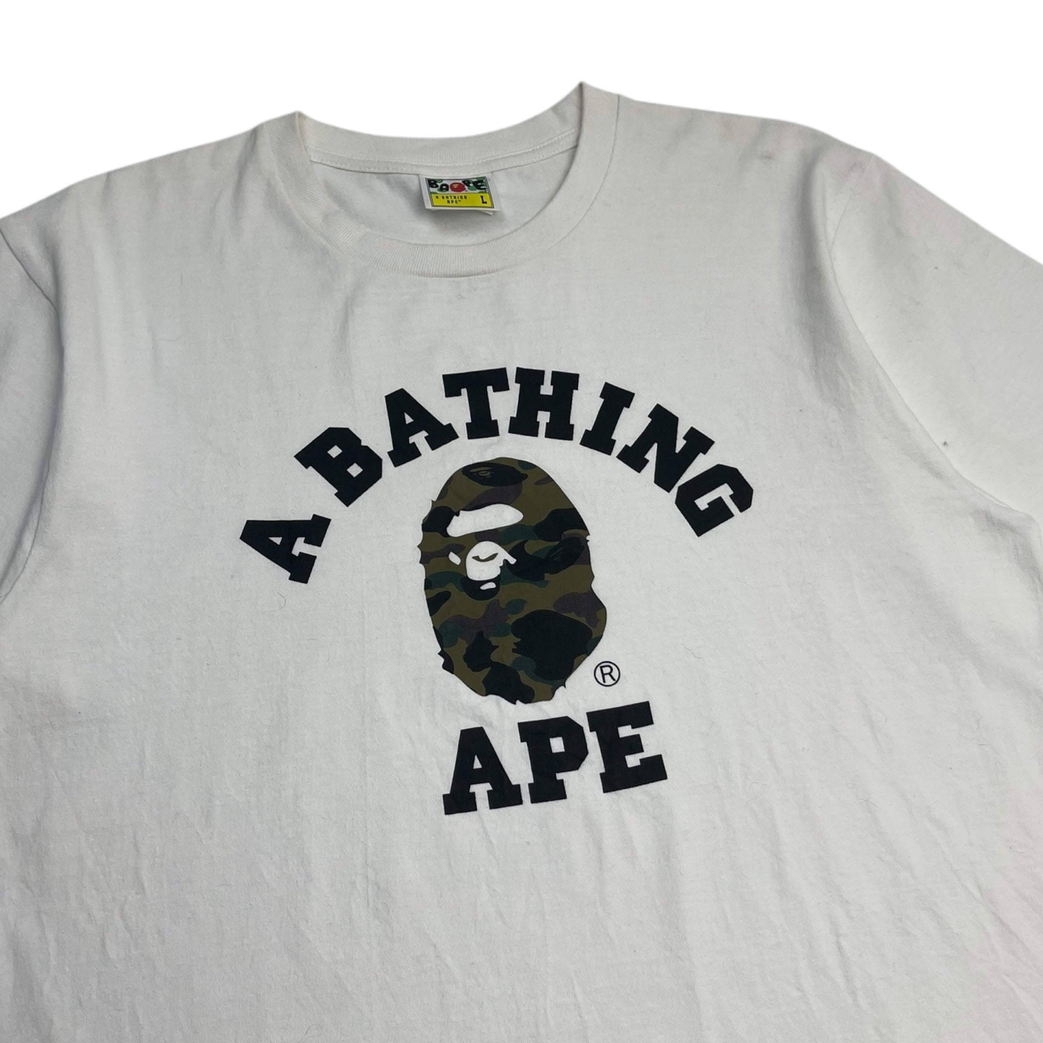 BAPE 1st Camo College Tee White