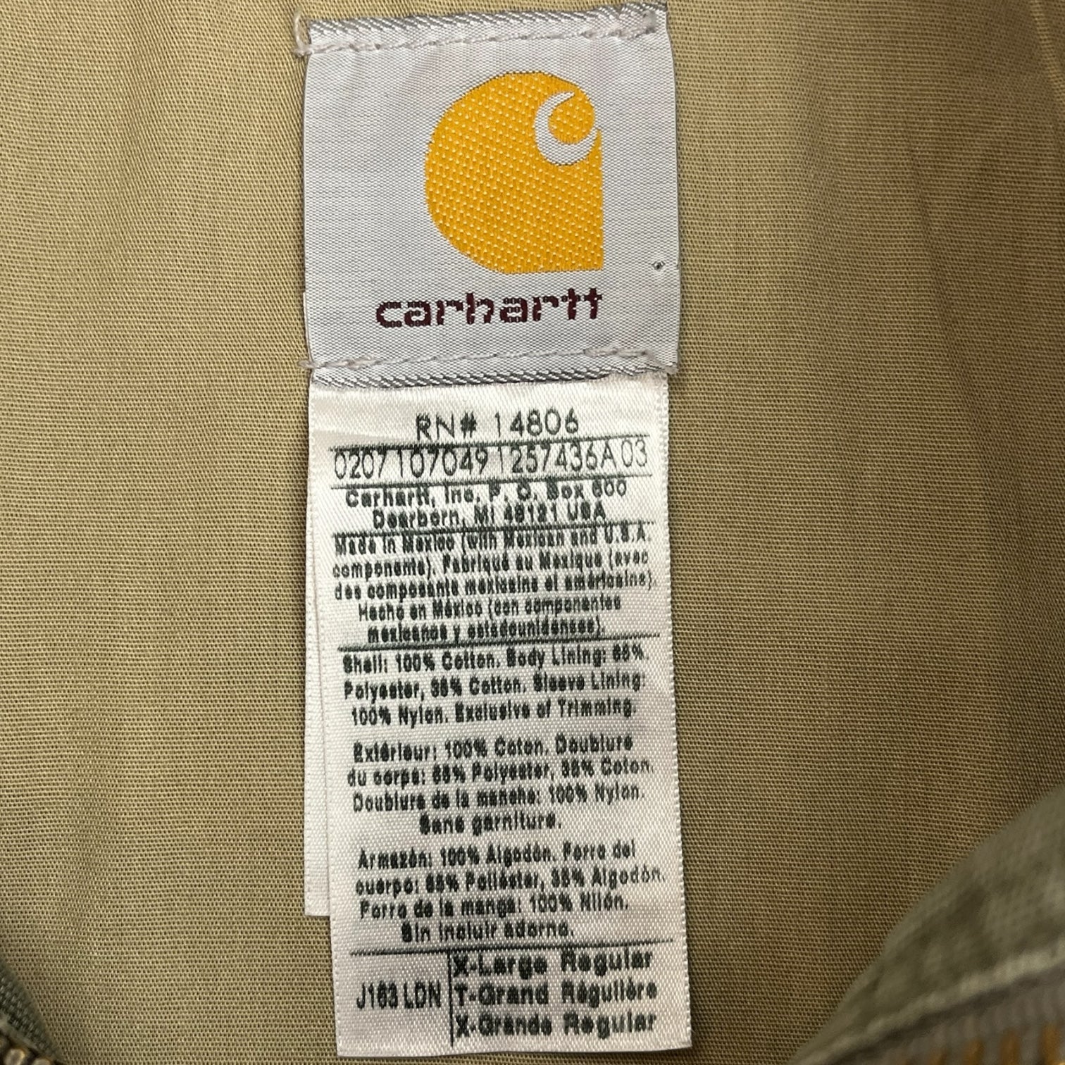 Vintage Carhartt J163 LDN Bomber Green