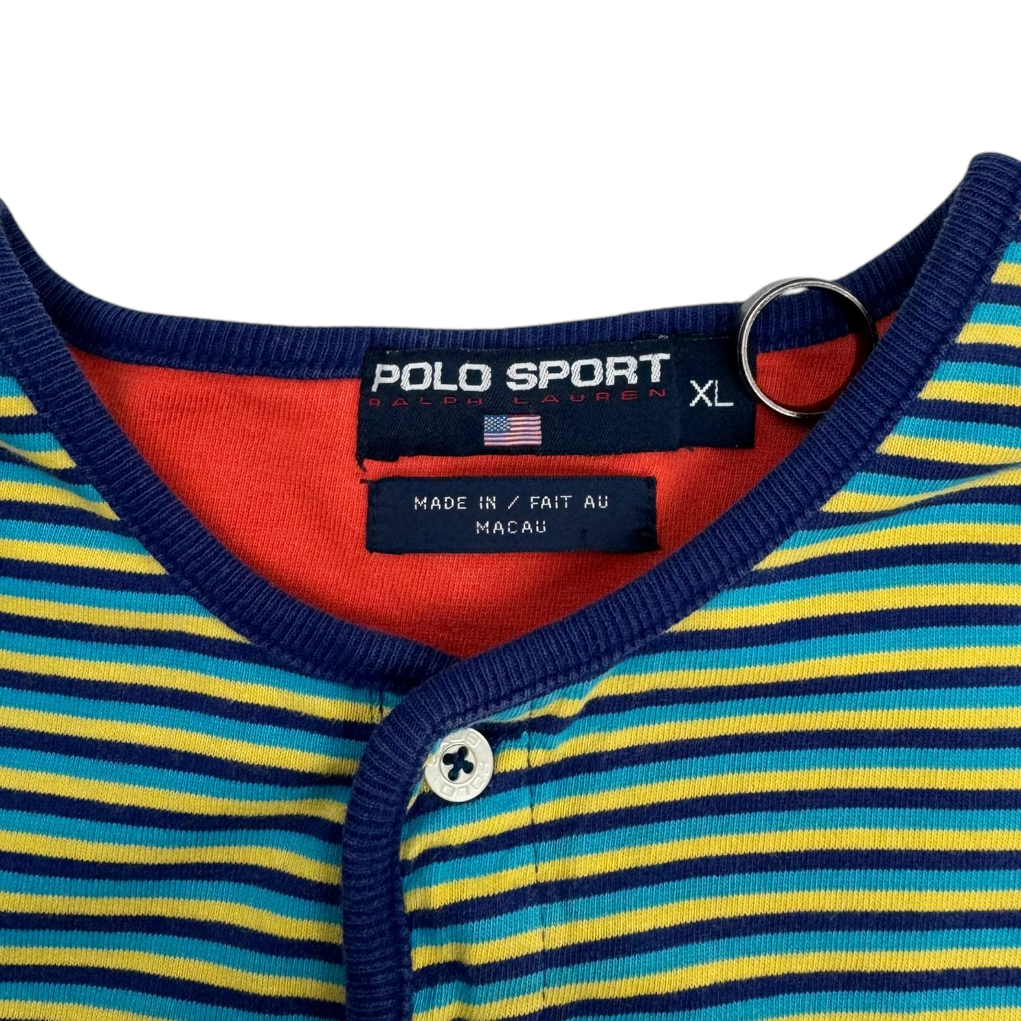 Vintage Polo Sport Striped Henley Shirt