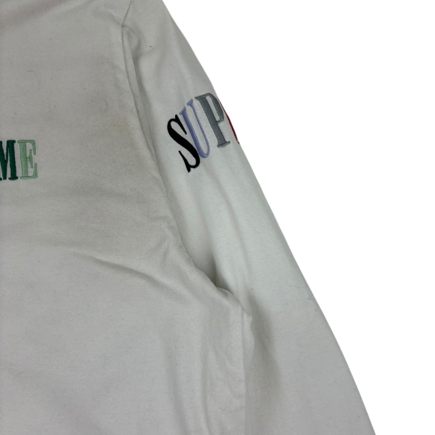 Supreme Multicolour Logo Long Sleeve T-Shirt White