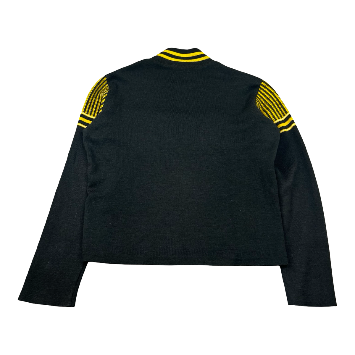 Vintage Junior Gaultier Black/Yellow Striped Half-Zip Sweater