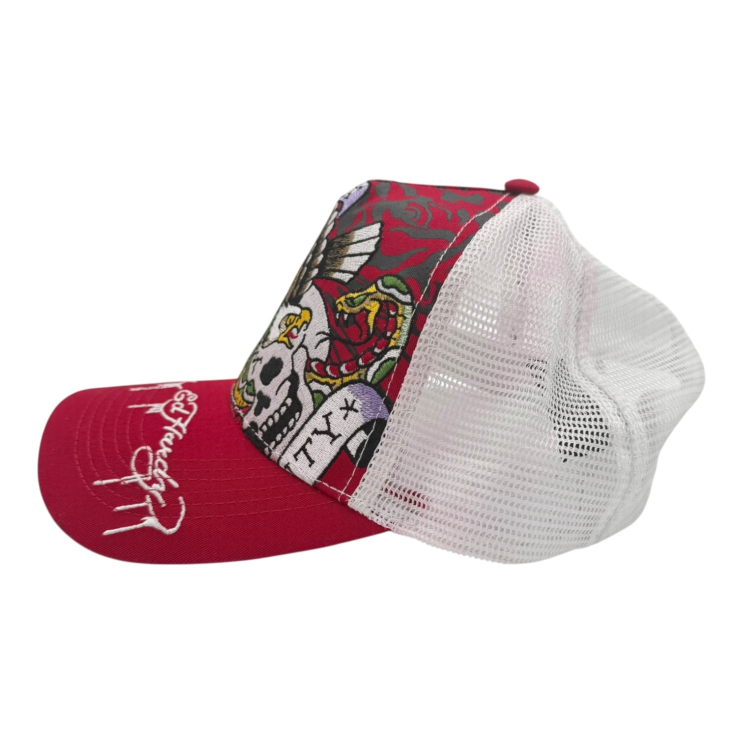 Vintage Y2K Ed Hardy New York Eagle Trucker Hat Red/White