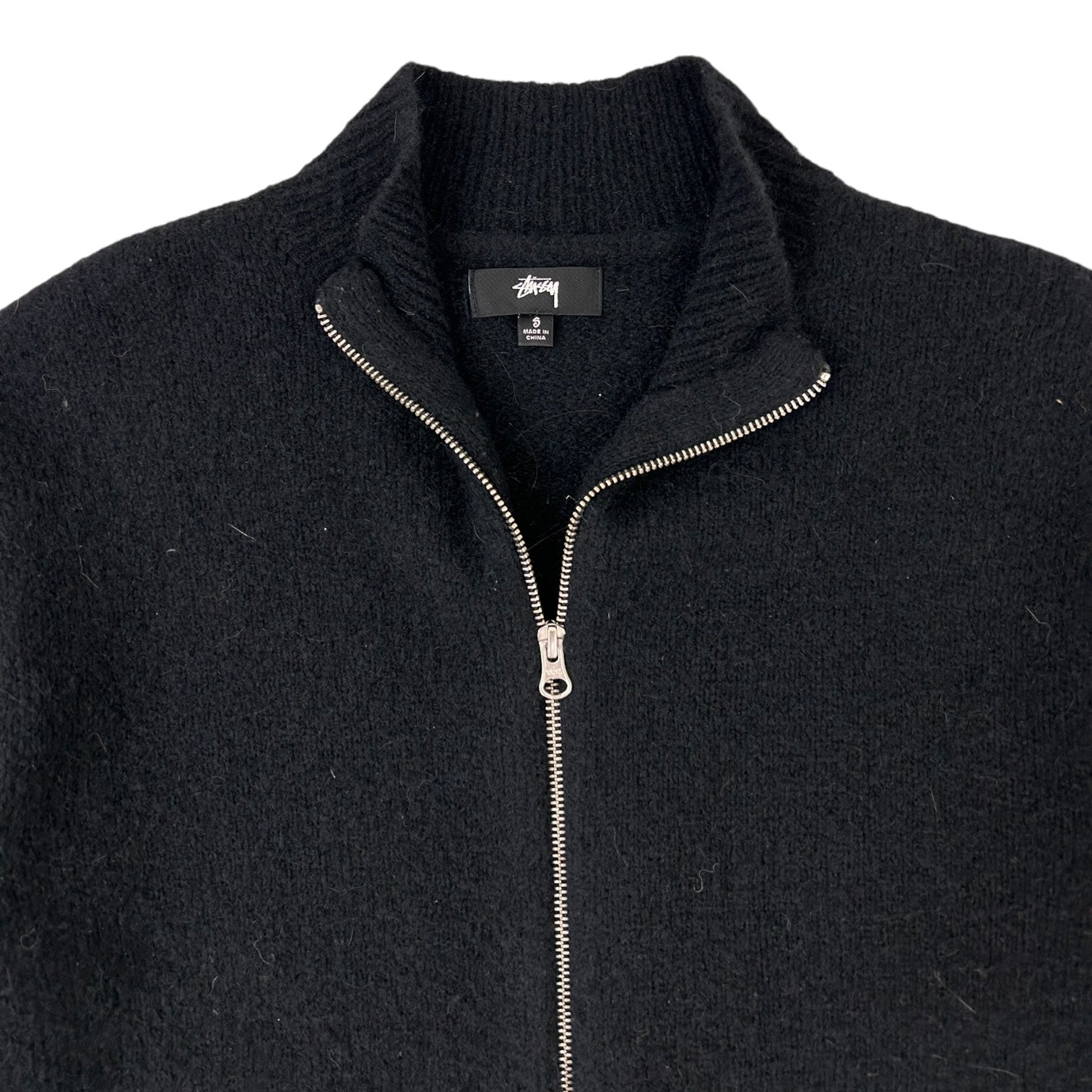 Stussy Brushed Mock Full Zip Sweater Black
