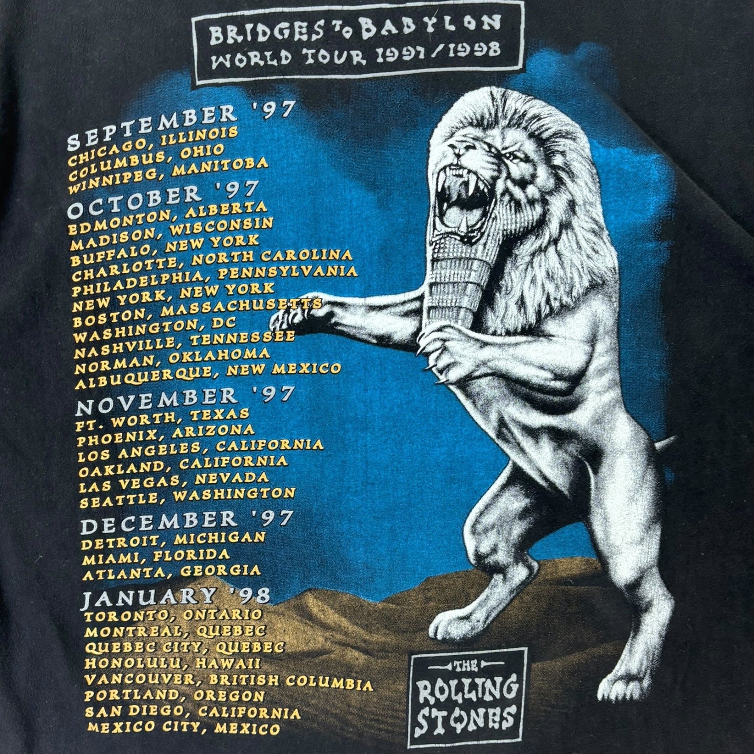 Vintage 1997 The Rolling Stones Bridges To Babylon Tour T-Shirt Black