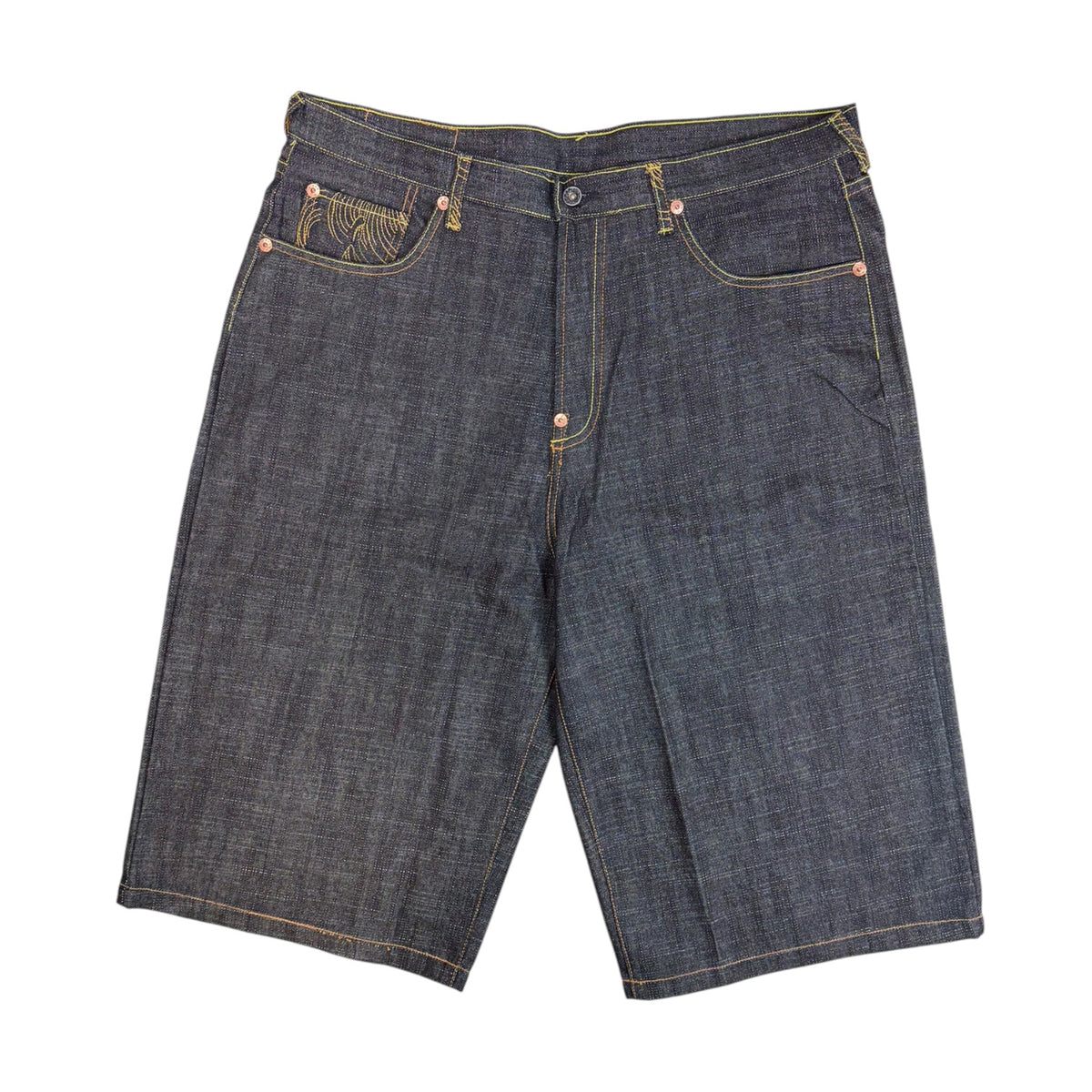 Red Monkey Company Embroided Dragon Baggy Denim Shorts Dark Wash/Black