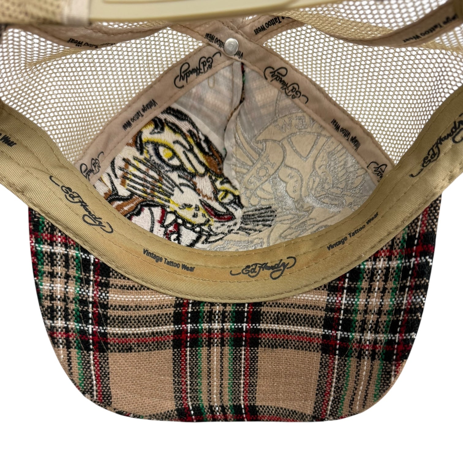 Vintage Y2K Ed Hardy Checkered Trucker Hat